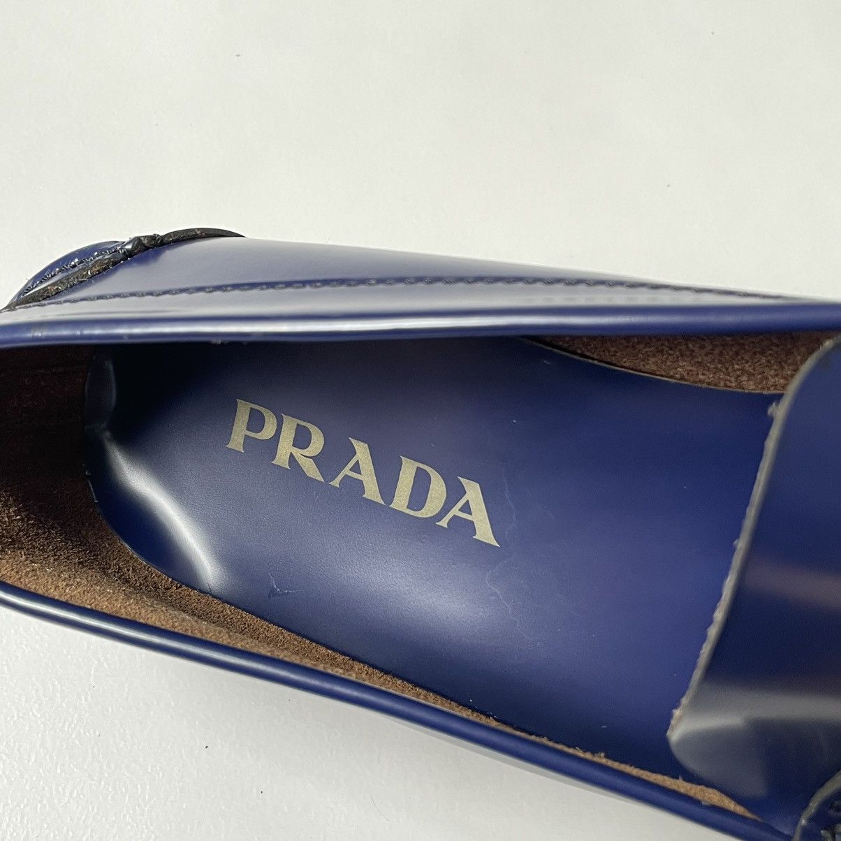 Prada Polished Blue Leather Loafers Size US 9 / EU 42 - 9 Thumbnail
