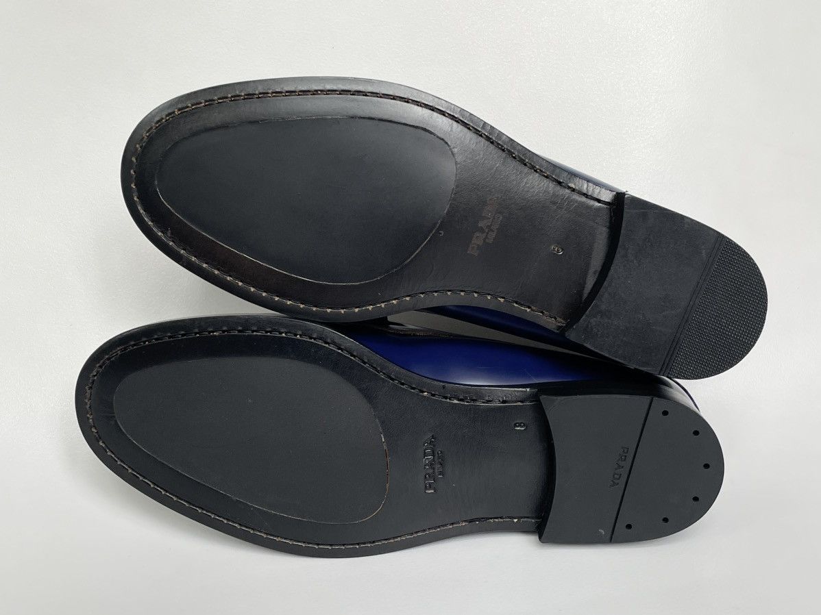 Prada Polished Blue Leather Loafers Size US 9 / EU 42 - 12 Thumbnail