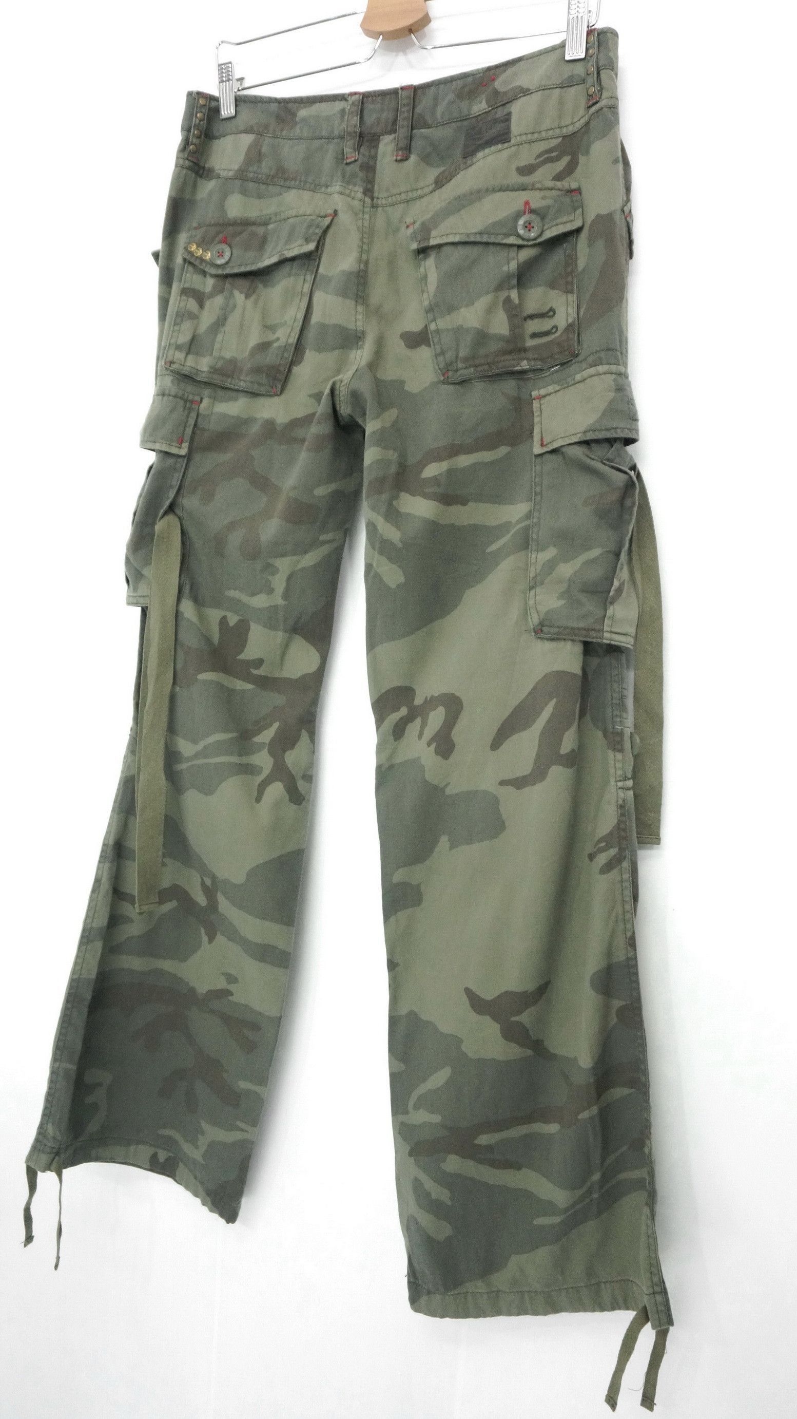 Japanese Brand REIZ Soft Cotton Camo Flared Roll up Bondage Women's Cargo Size 31" - 6 Thumbnail