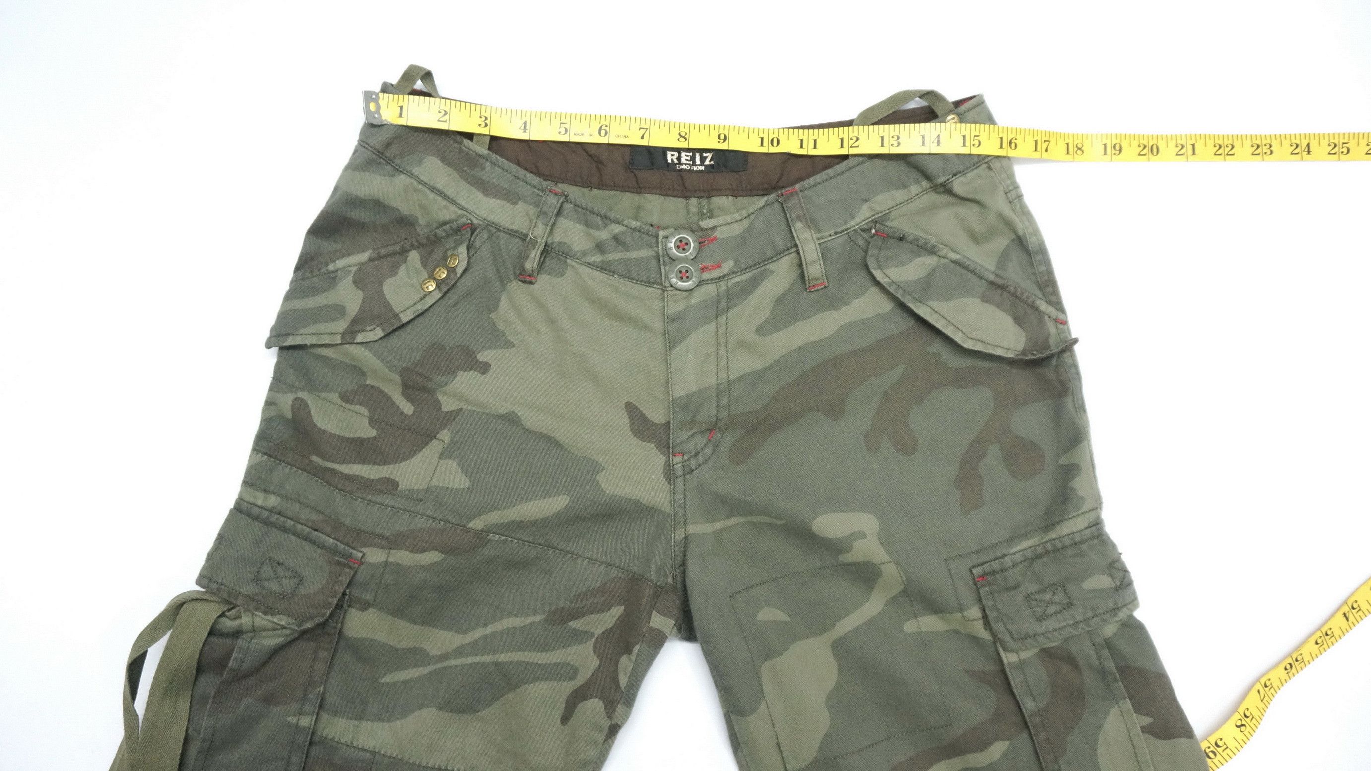 Japanese Brand REIZ Soft Cotton Camo Flared Roll up Bondage Women's Cargo Size 31" - 15 Thumbnail