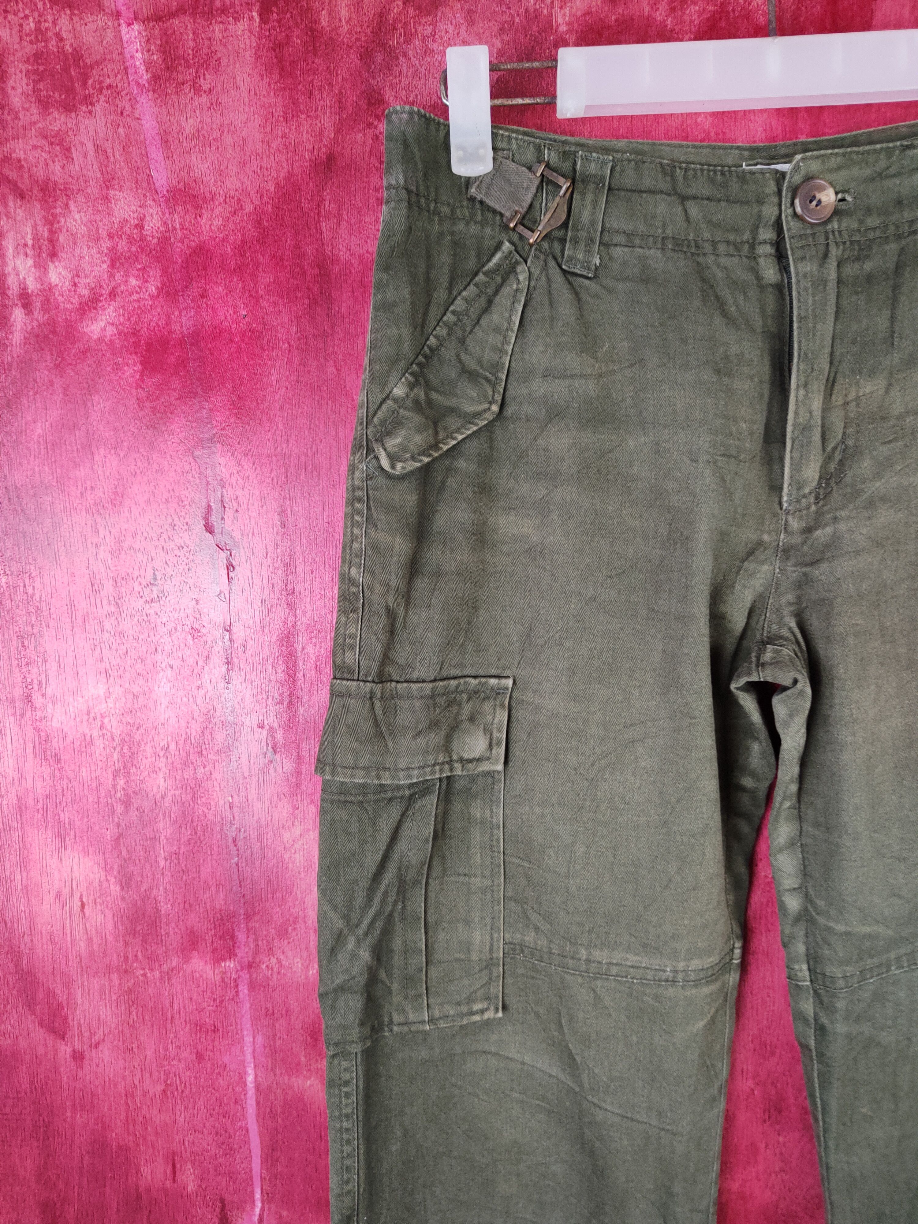 Japanese Brand Gaminerie Dark Green Multi Pocket Tactical Cargo Pants #S503 Size US 30 / EU 46 - 3 Thumbnail
