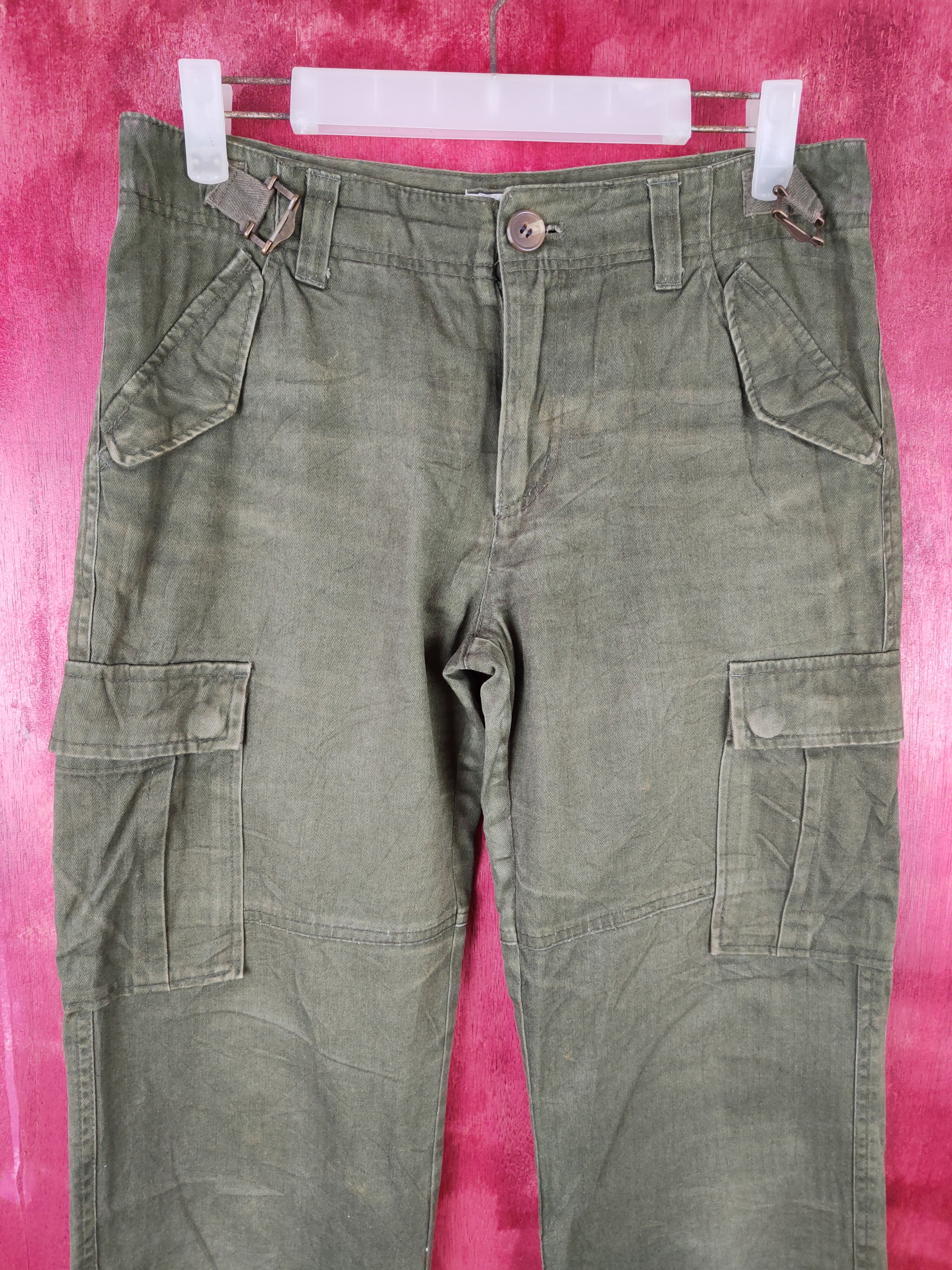 Japanese Brand Gaminerie Dark Green Multi Pocket Tactical Cargo Pants #S503 Size US 30 / EU 46 - 2 Thumbnail