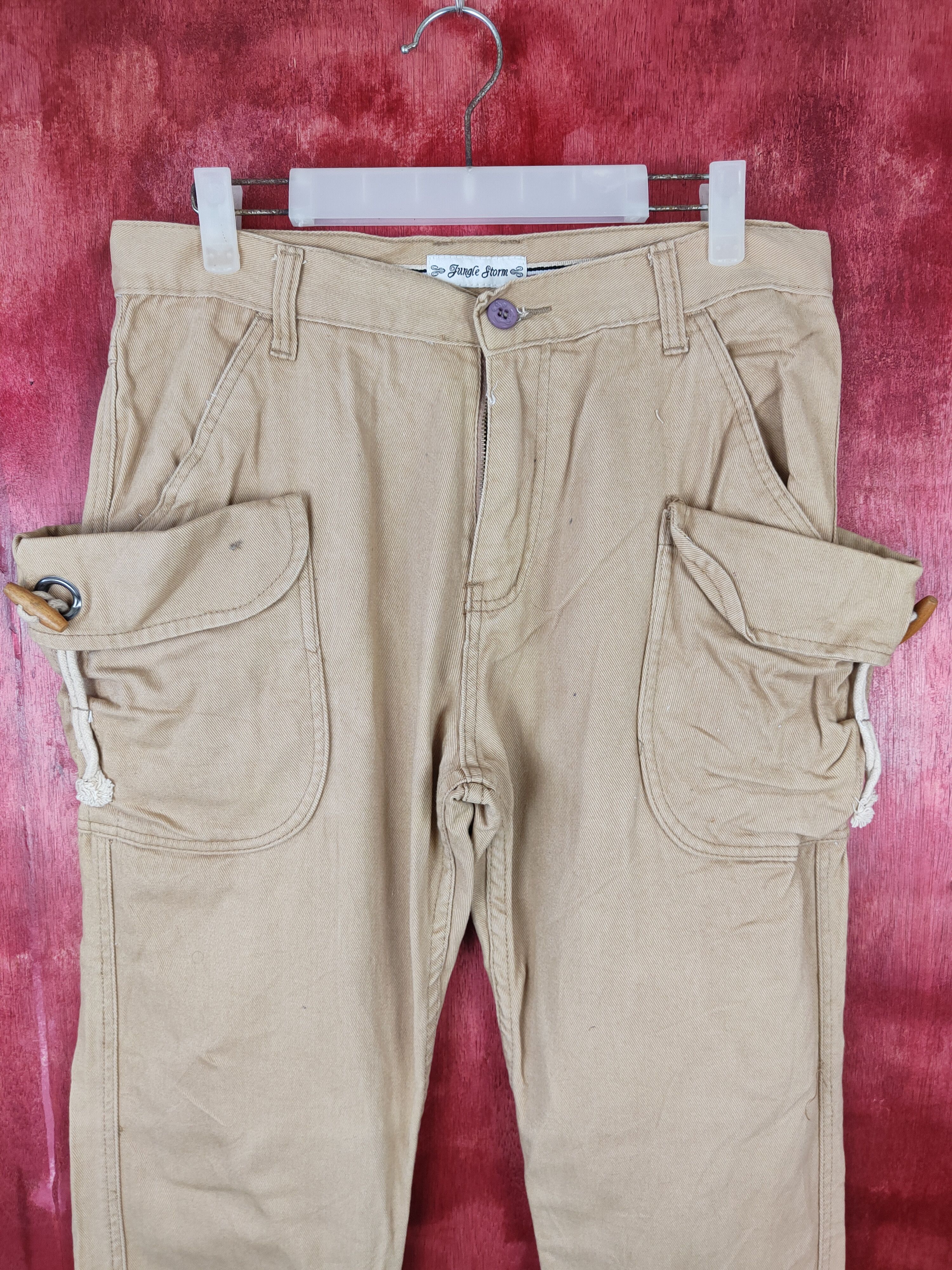 Japanese Brand × Vintage Jungle Storm Brown Multi Pocket Tactical Cargo Pants #S466 Size 31" - 2 Thumbnail