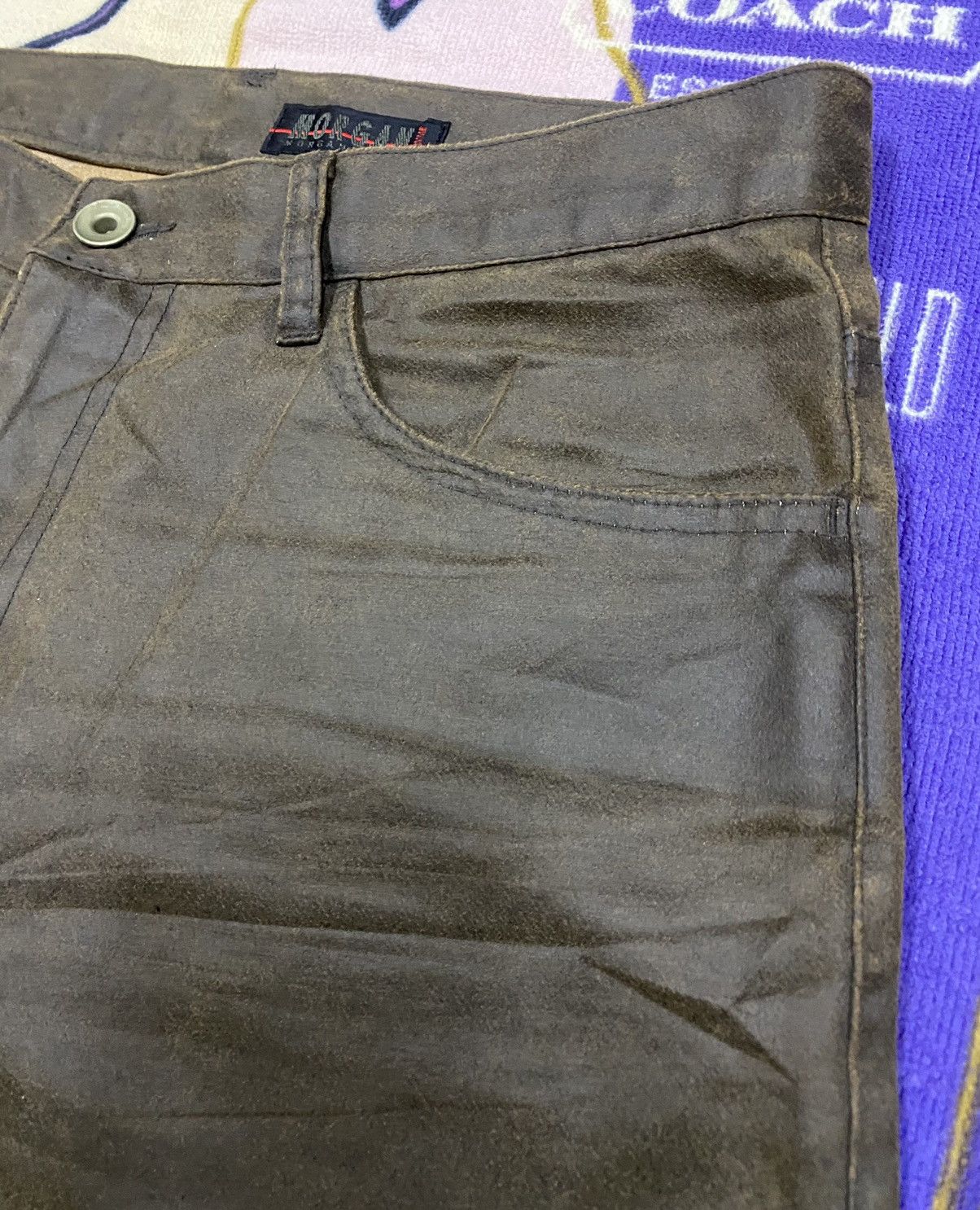 Japanese Brand MORGAN DE TOI HOMME Suede Leather Pants x Rare Size US 30 / EU 46 - 7 Thumbnail