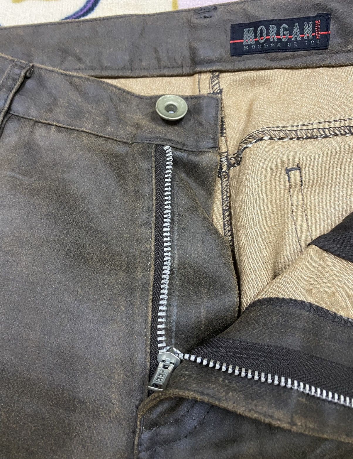 Japanese Brand MORGAN DE TOI HOMME Suede Leather Pants x Rare Size US 30 / EU 46 - 9 Thumbnail