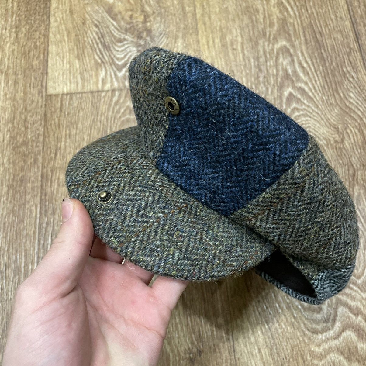 Vintage Vintage Y2K Harris Tweed Patchwork Cap Streetwear Grunge OS Size ONE SIZE - 4 Thumbnail