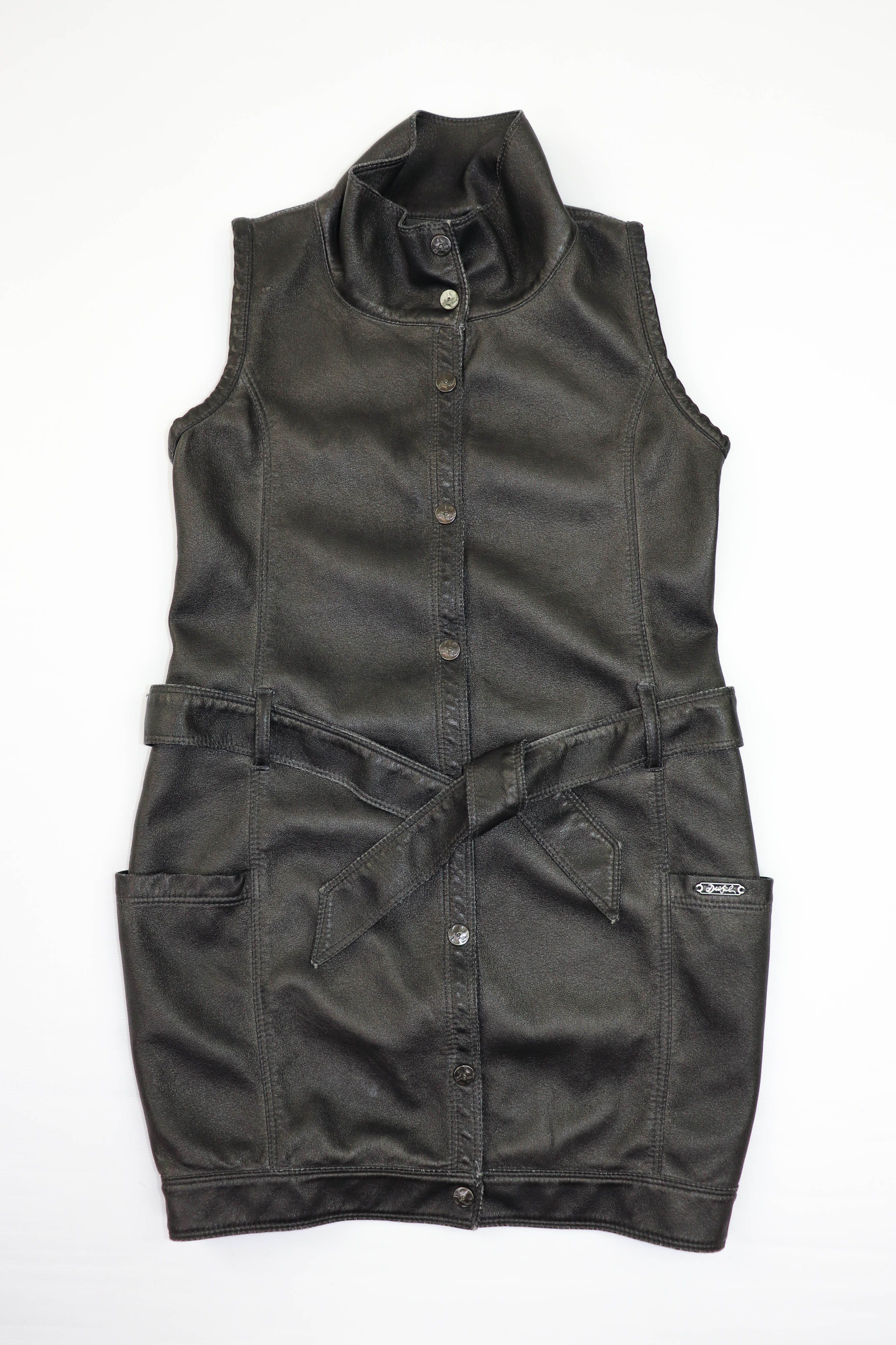 Diesel Diesel Dark Gray Faux Leather Women’s Belted Long Vest Size M / US 6-8 / IT 42-44 - 1 Thumbnail