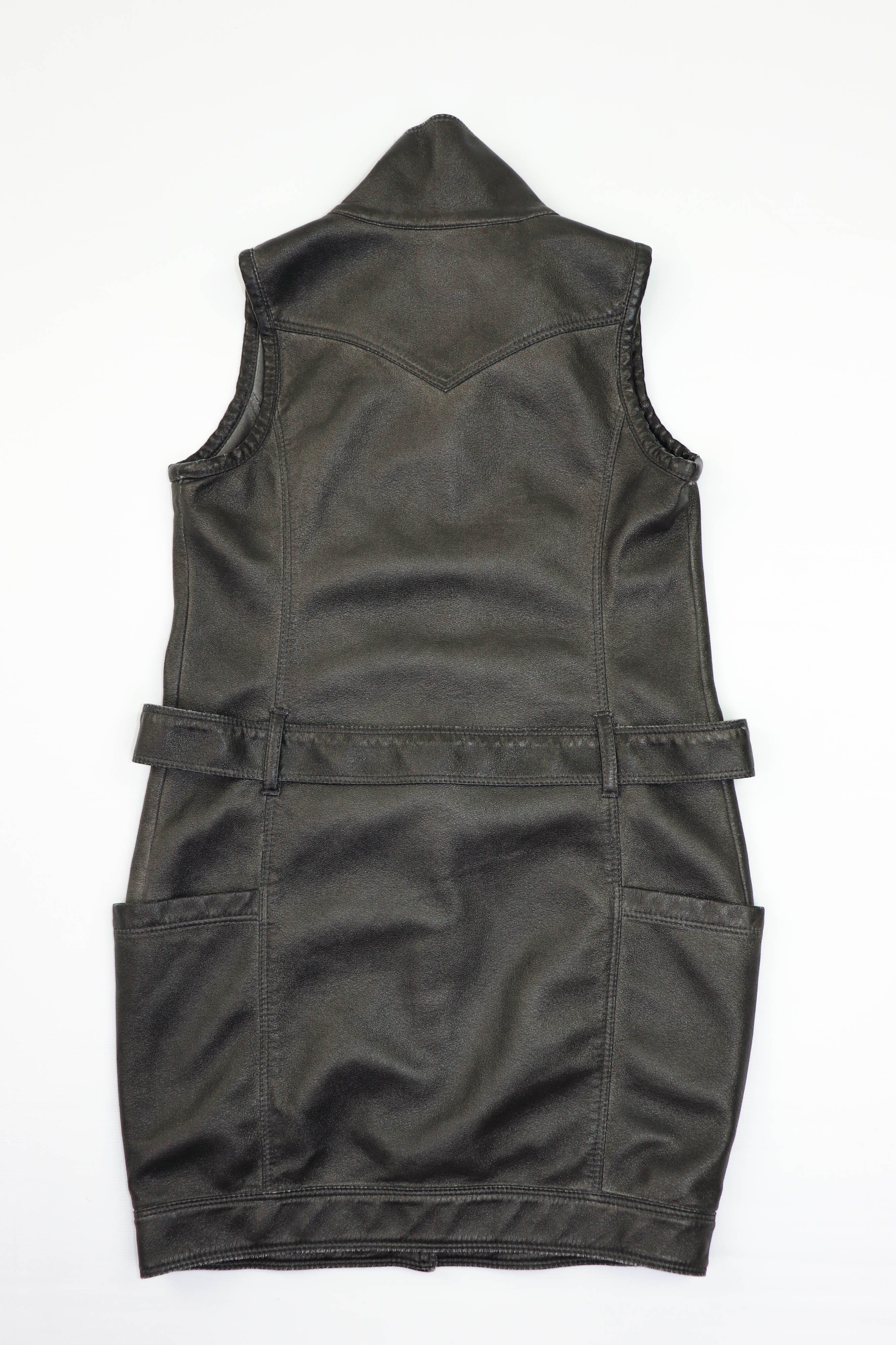Diesel Diesel Dark Gray Faux Leather Women’s Belted Long Vest Size M / US 6-8 / IT 42-44 - 2 Thumbnail