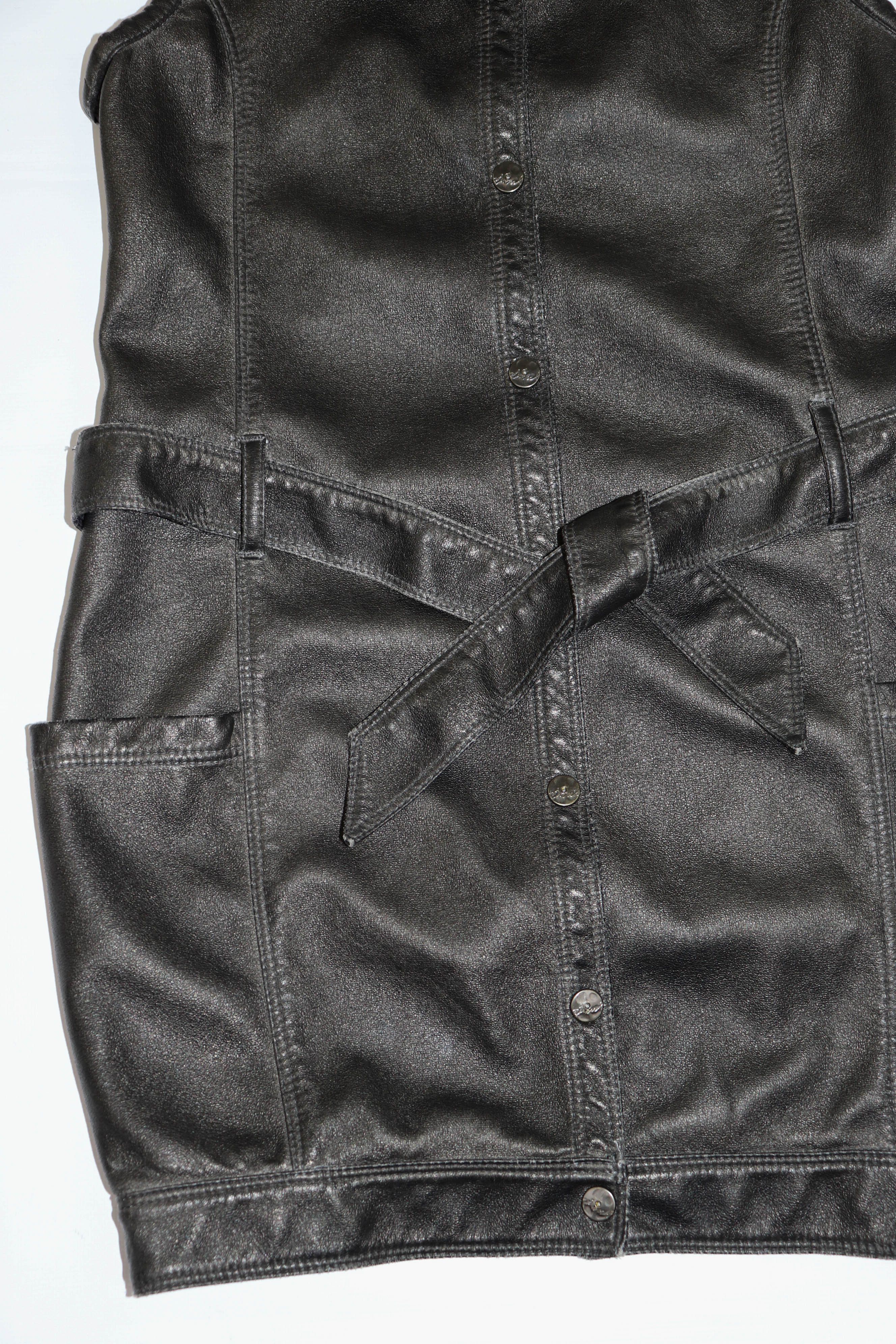 Diesel Diesel Dark Gray Faux Leather Women’s Belted Long Vest Size M / US 6-8 / IT 42-44 - 5 Thumbnail