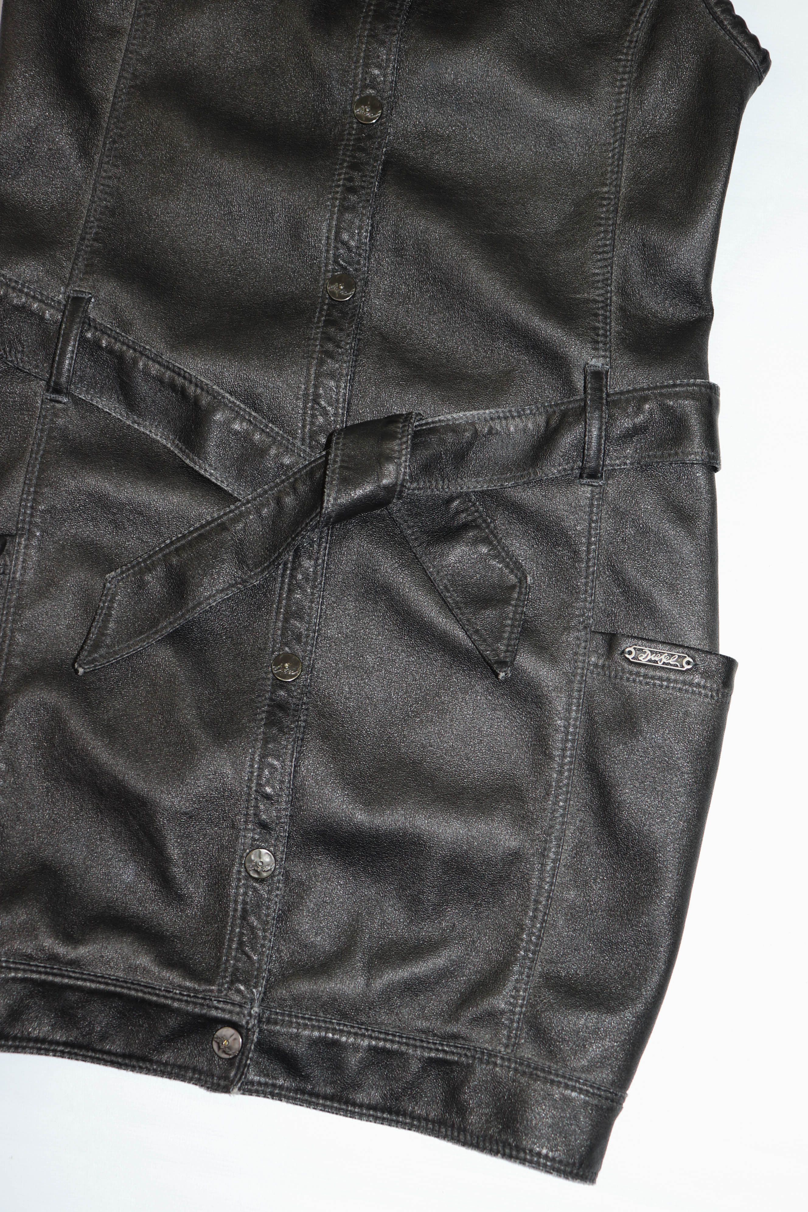 Diesel Diesel Dark Gray Faux Leather Women’s Belted Long Vest Size M / US 6-8 / IT 42-44 - 6 Thumbnail