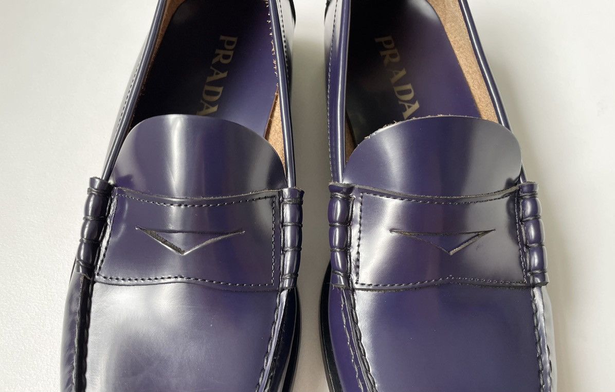 Prada Eggplant Purple Polished Leather Loafers Size US 9 / EU 42 - 7 Thumbnail
