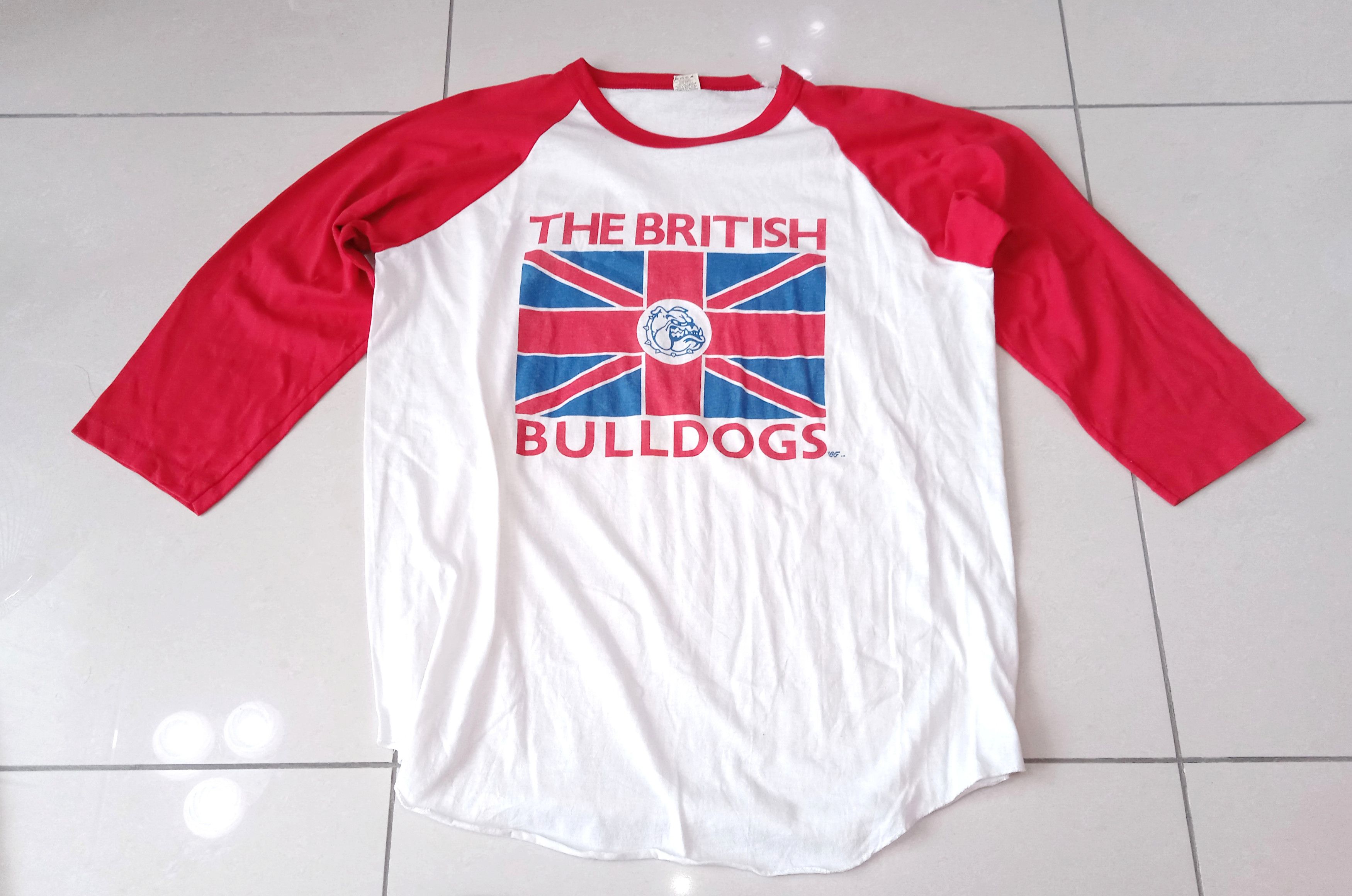 WWF Vintage 80s WWF British Bulldogs Quarter Sleeve Shirt Size US XL / EU 56 / 4 - 1 Thumbnail