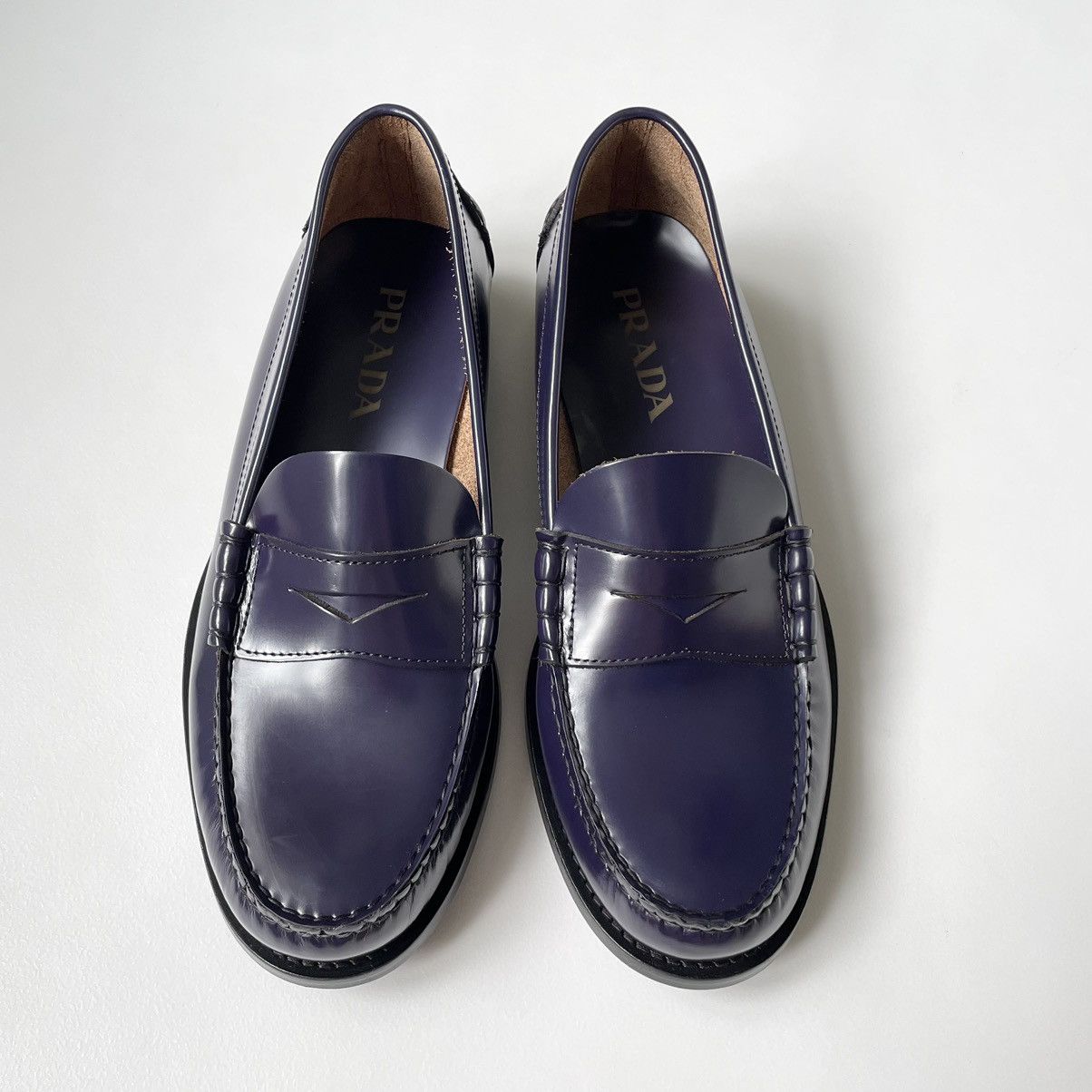 Prada Polished Purple Leather Loafers Size US 8 / EU 41 - 4 Thumbnail