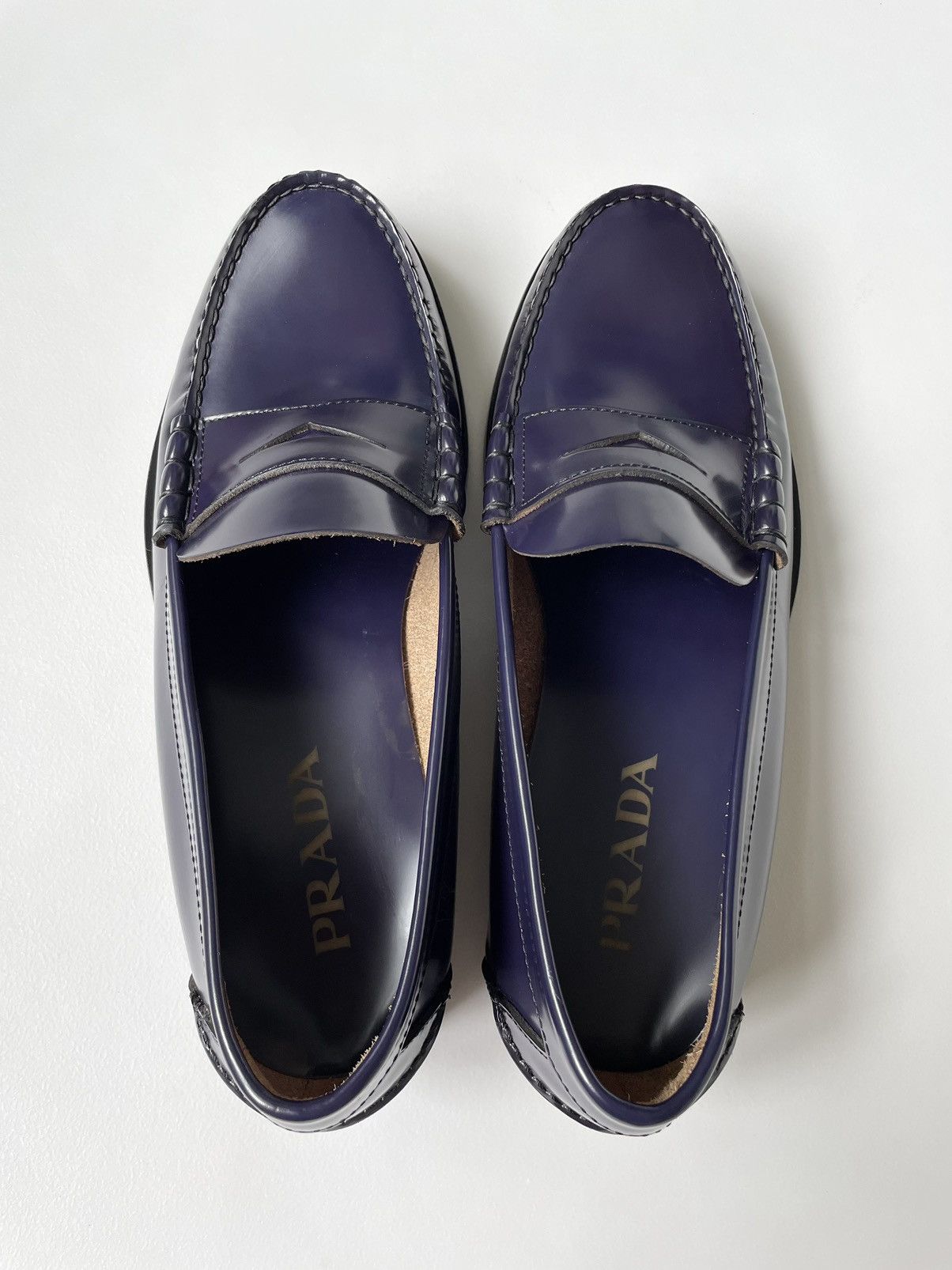 Prada Polished Purple Leather Loafers Size US 8 / EU 41 - 8 Thumbnail