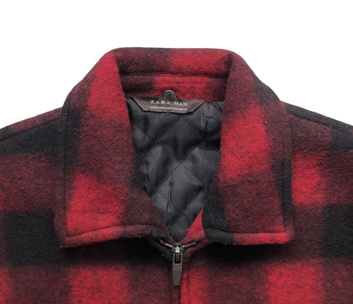 Zara Zara Men Outwear Red and Black Check Wooly and Fur Collar Size US M / EU 48-50 / 2 - 8 Thumbnail
