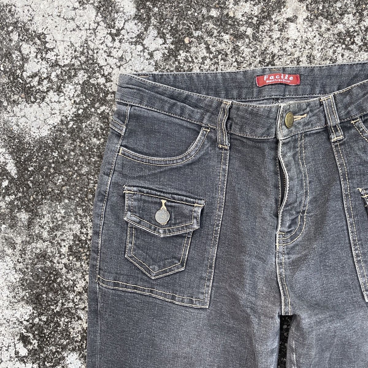 Japanese Brand Vintage Facile Bush Pants Flare Denim Jeans Size 28" / US 6 / IT 42 - 3 Thumbnail