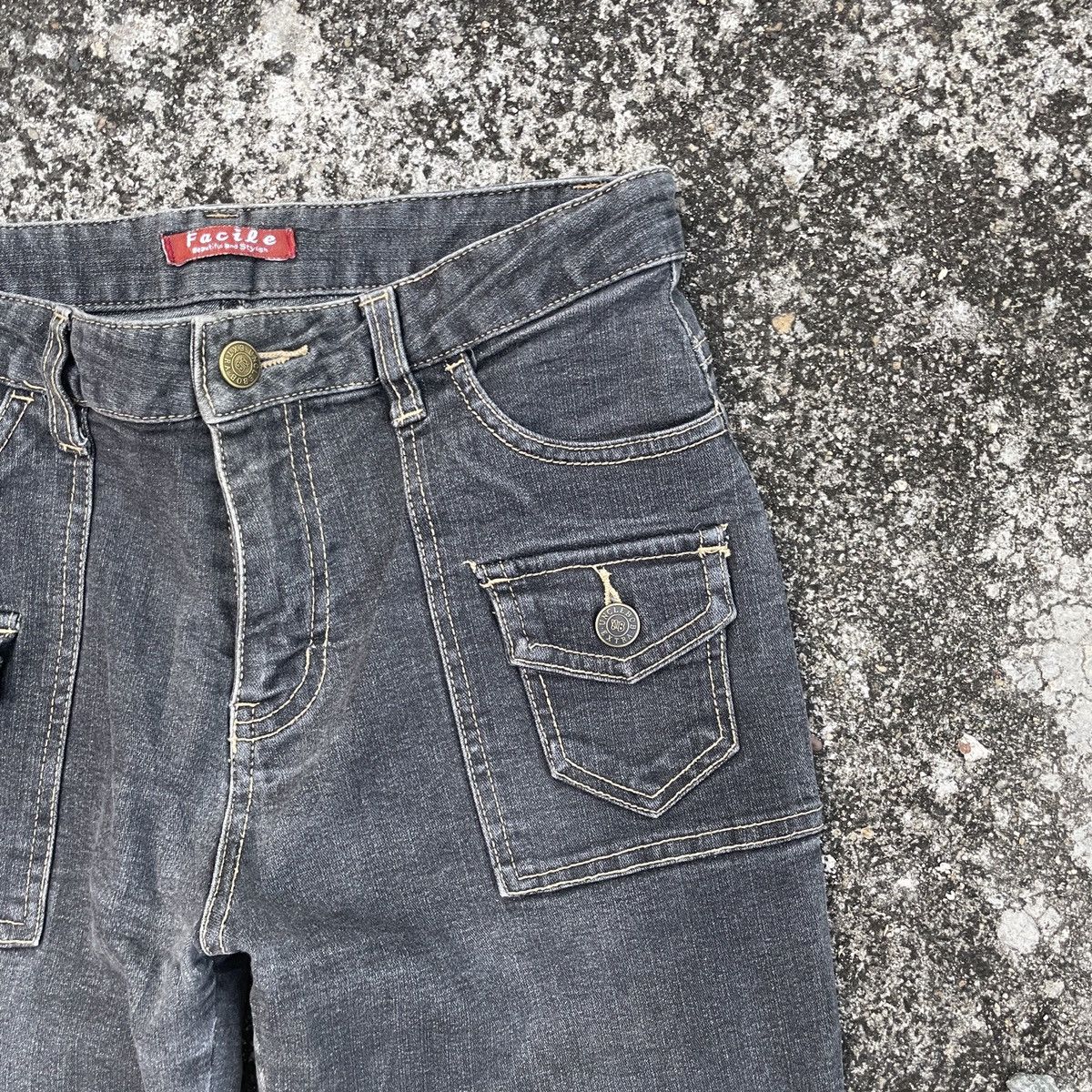 Japanese Brand Vintage Facile Bush Pants Flare Denim Jeans Size 28" / US 6 / IT 42 - 2 Thumbnail
