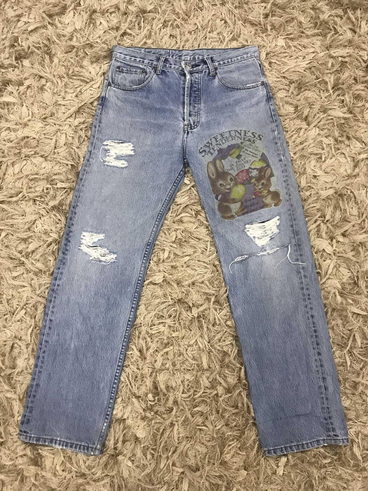 Levi's ✨Levis 501 distressed denim pants nice design Size US 32 / EU 48 - 1 Thumbnail