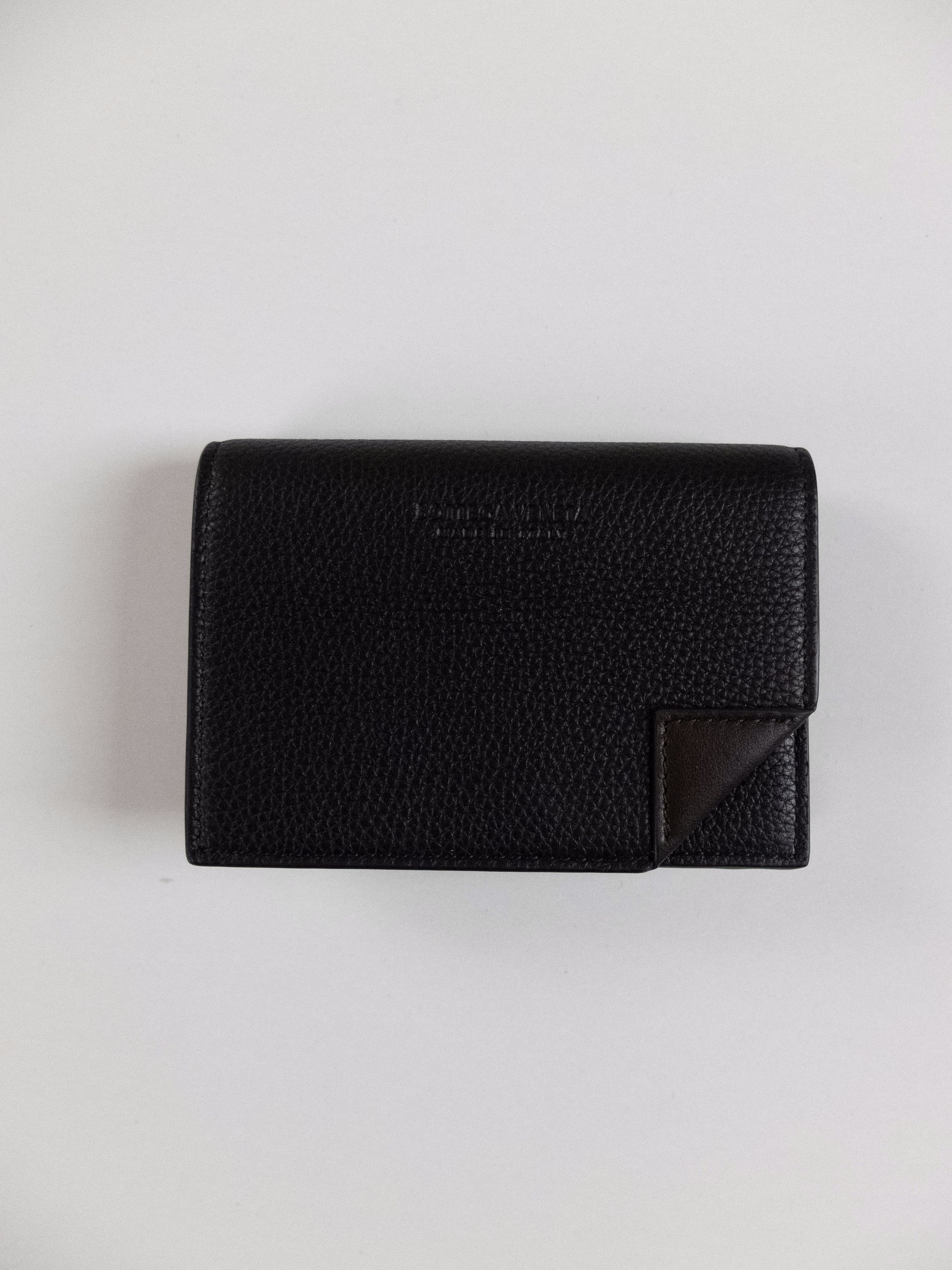 image of Bottega Veneta Black Brown Leather Card Case Holder Wallet, Women's