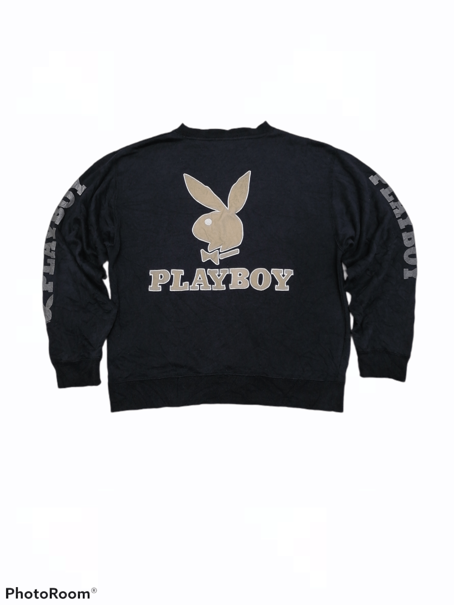 image of 90's Playboy Embroidery Logo Sweatshirts in Black, Men's (Size Medium)