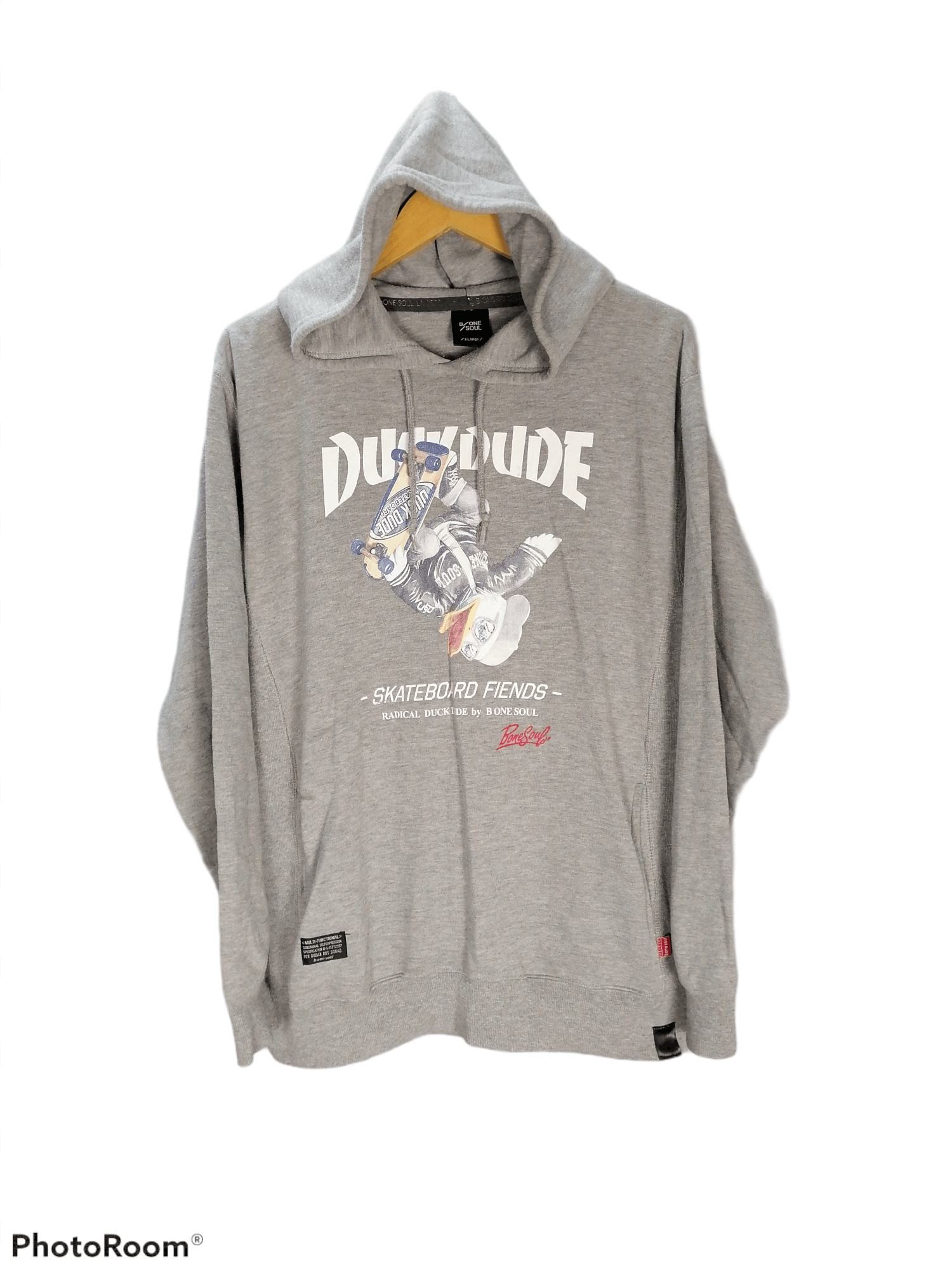 image of Archival Clothing Duck Dude Skateboard Fiends By B One Soul Hoodies in Grey, Men's (Size Medium)
