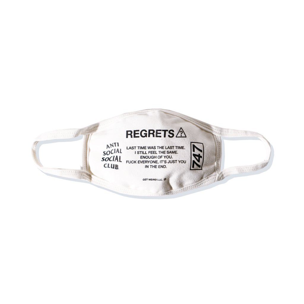 Anti Social Social Club DS FW20 ASSC Sadiness is Happiness Facemask White Face mask Size ONE SIZE - 2 Thumbnail