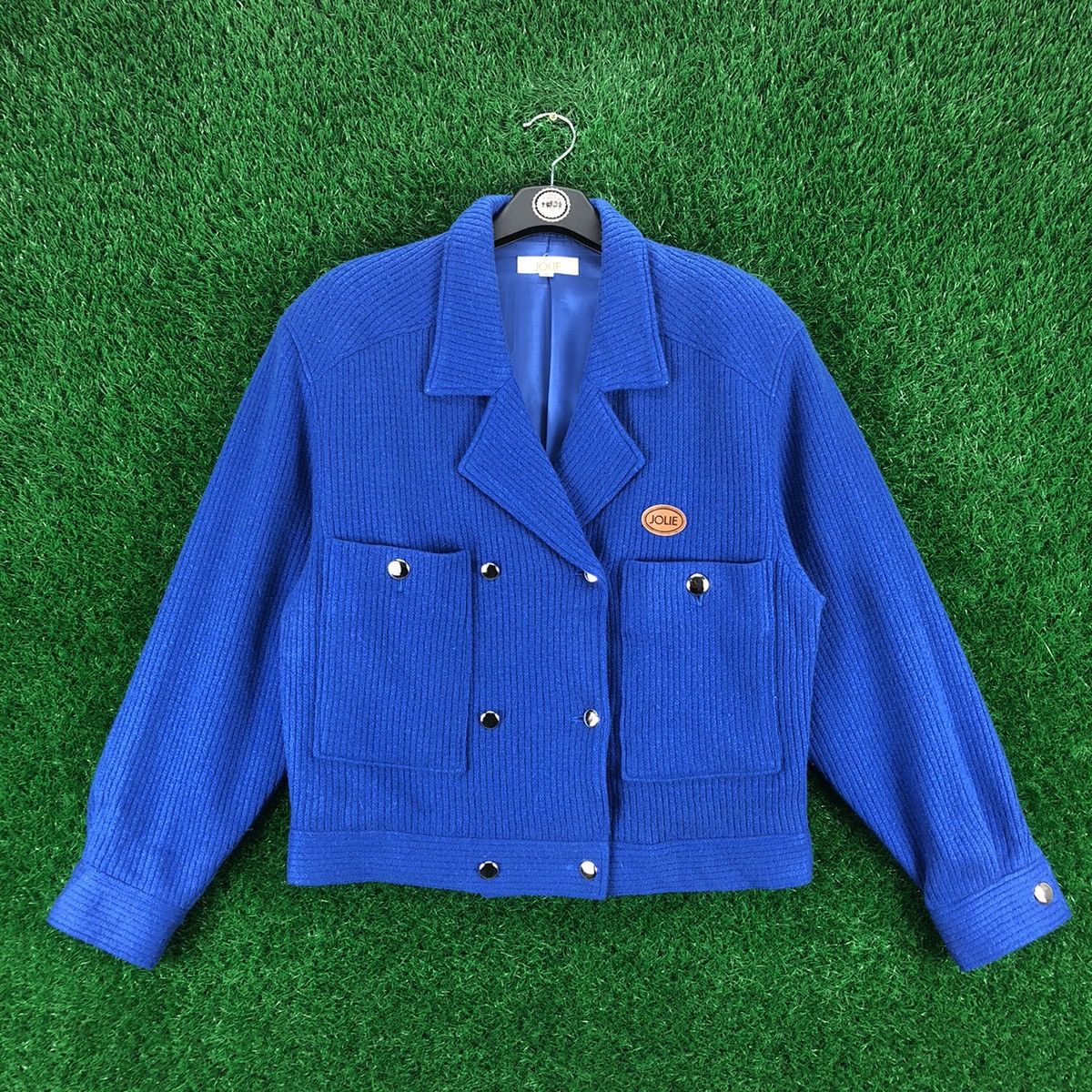 image of Vintage 80's Double Breasted Jacket Double Collar By Jolie in Blue, Women's (Size Medium)