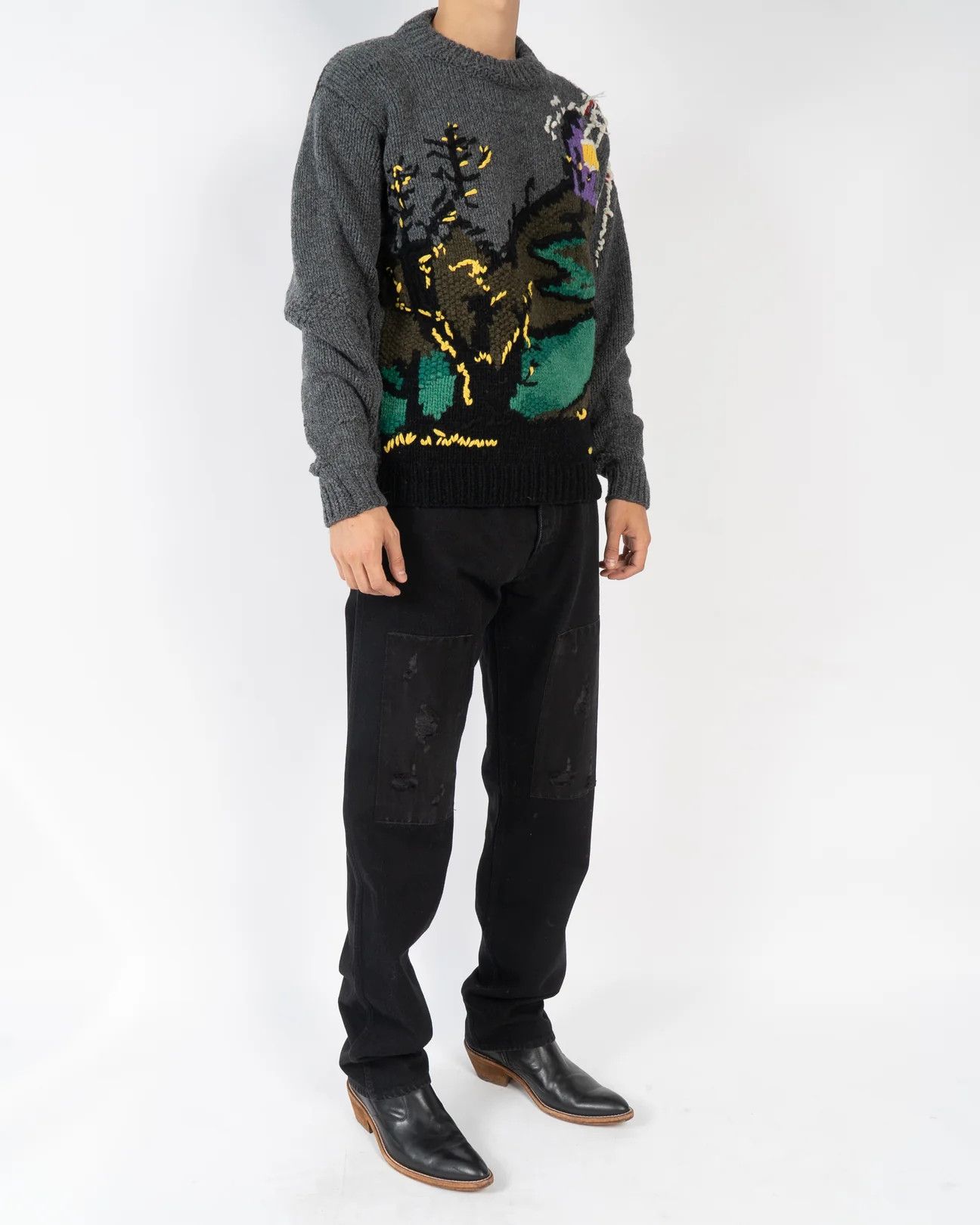 Prada 4200$ Handmade Green Multicolor Frankenstein Knit Size US L / EU 52-54 / 3 - 3 Thumbnail