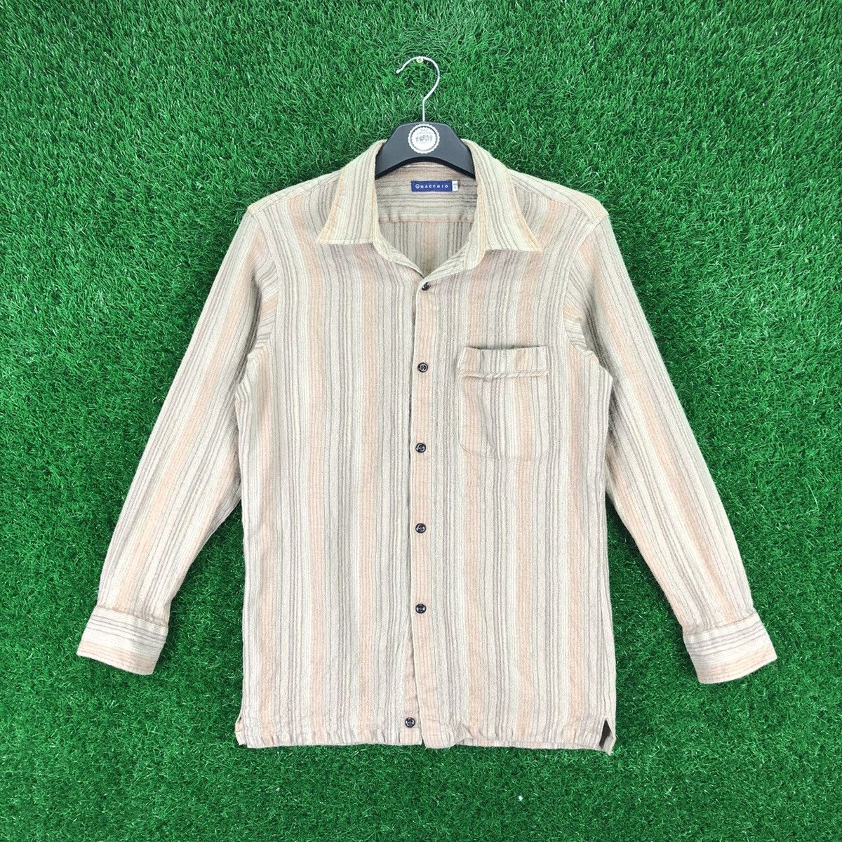 image of Wool Flannel Striped Single Pocket By Macchio in Nude, Women's (Size XS)