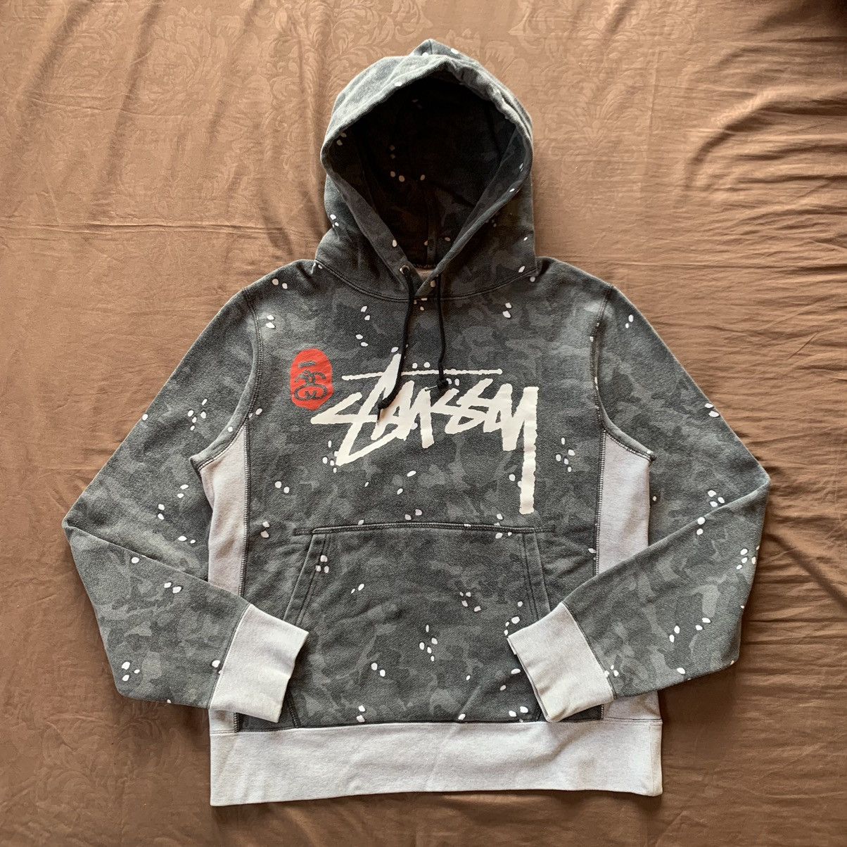 image of Bape x Stussy Desert Camo Hoodie Sweatshirt in Black, Men's (Size Medium)
