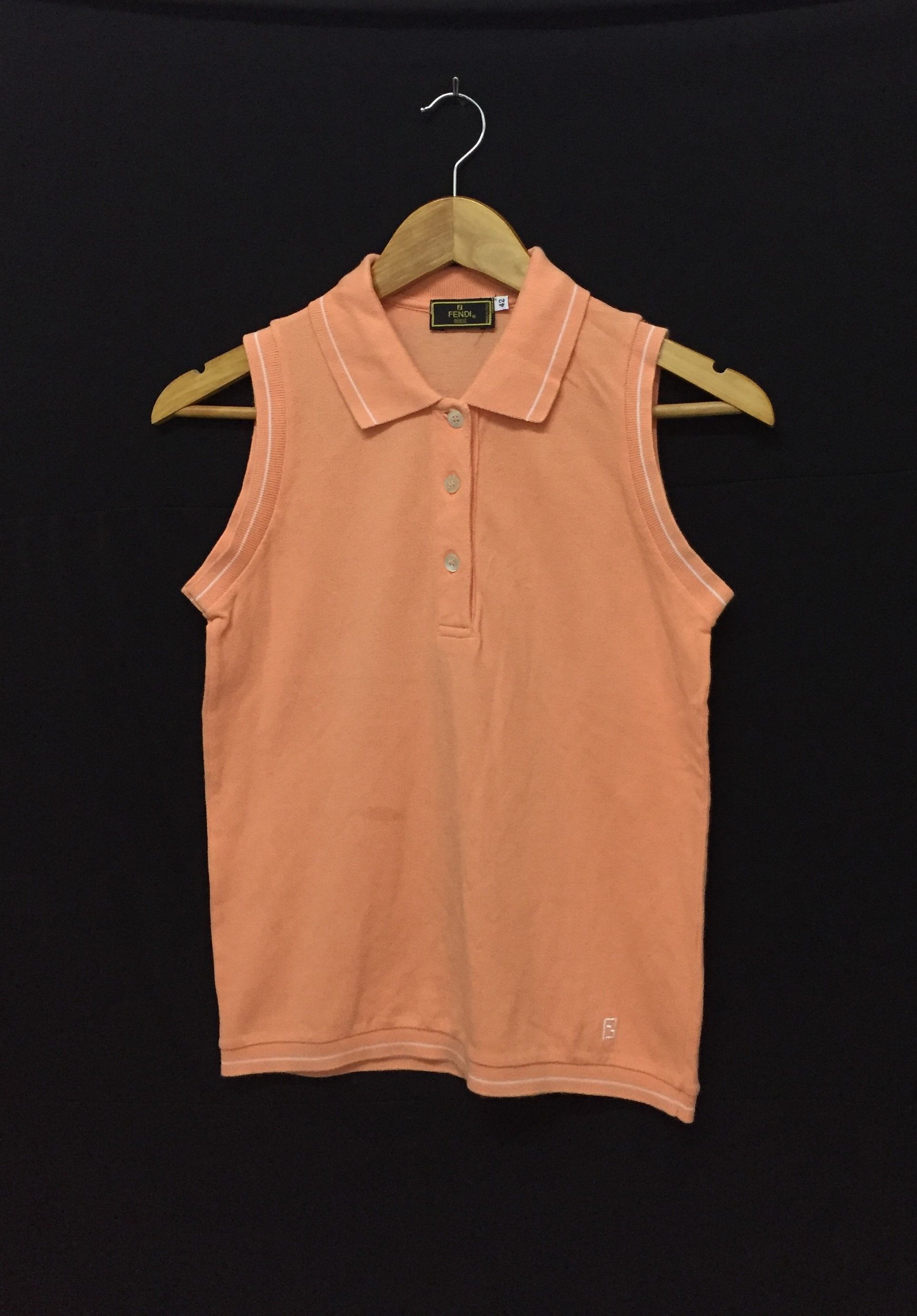 image of 90's Fendi Sleeveless Ring Polo in Peach, Women's (Size XS)