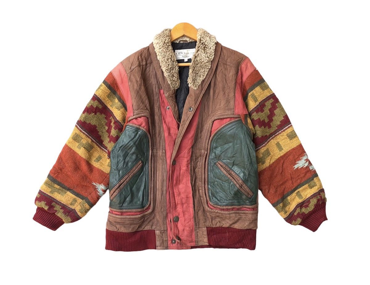 Leather Vintage Otto Collection Mixed Navajo Leather Jacket Size US L / EU 52-54 / 3 - 1 Thumbnail