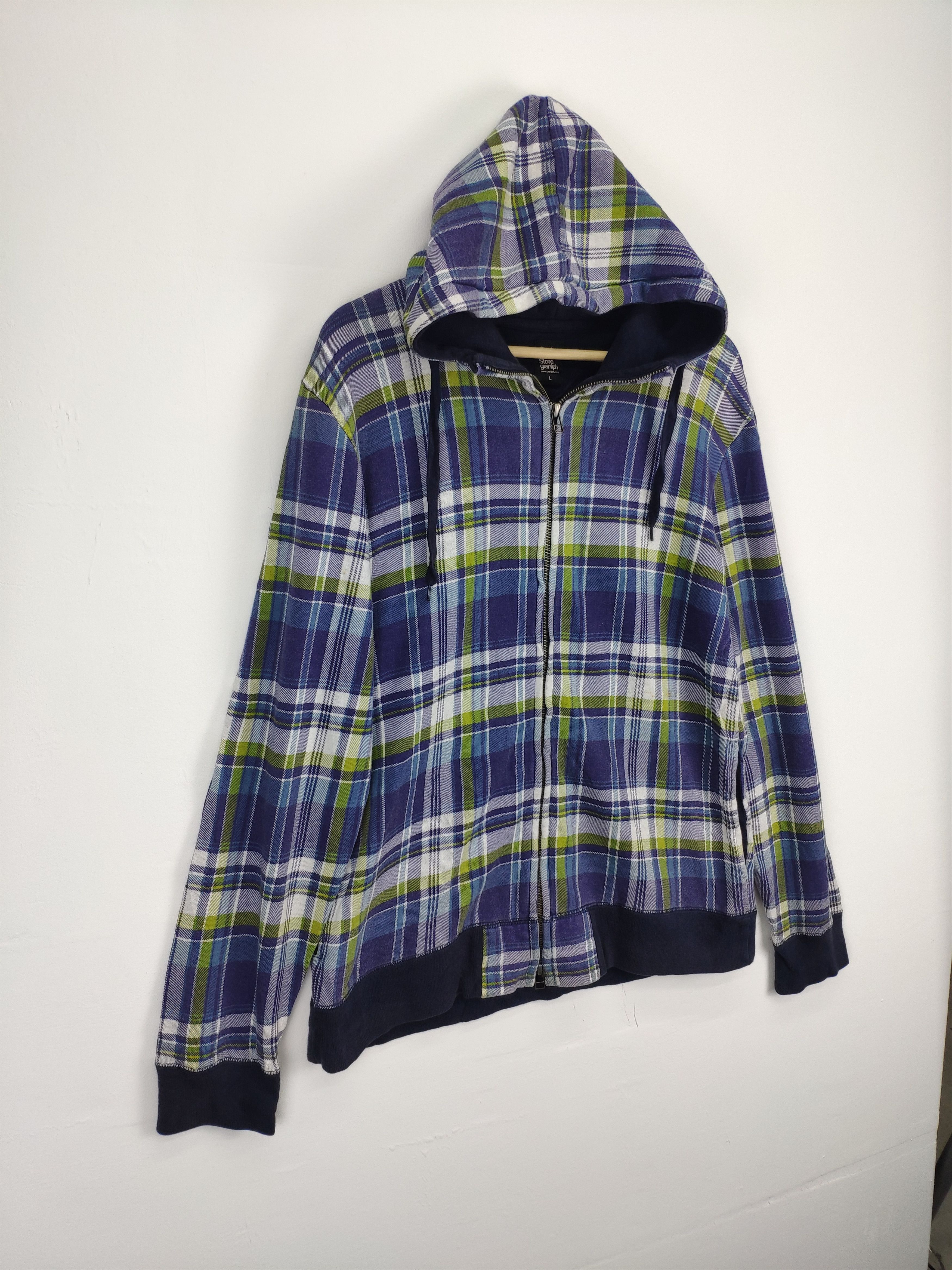 Japanese Brand × Vintage Vintage Tartan Hooded Jacket Zip Up Size US M / EU 48-50 / 2 - 2 Thumbnail