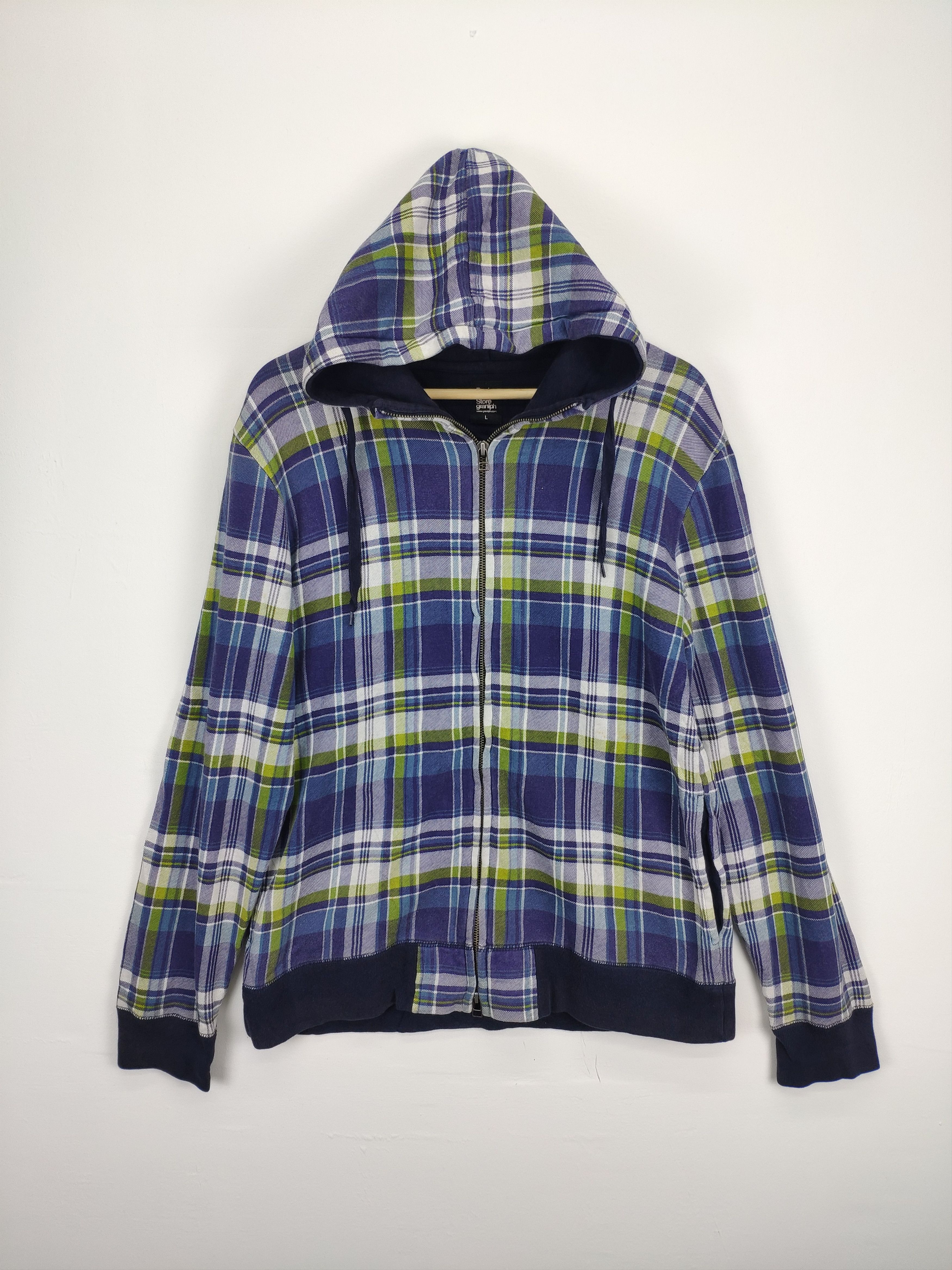 Japanese Brand × Vintage Vintage Tartan Hooded Jacket Zip Up Size US M / EU 48-50 / 2 - 1 Thumbnail