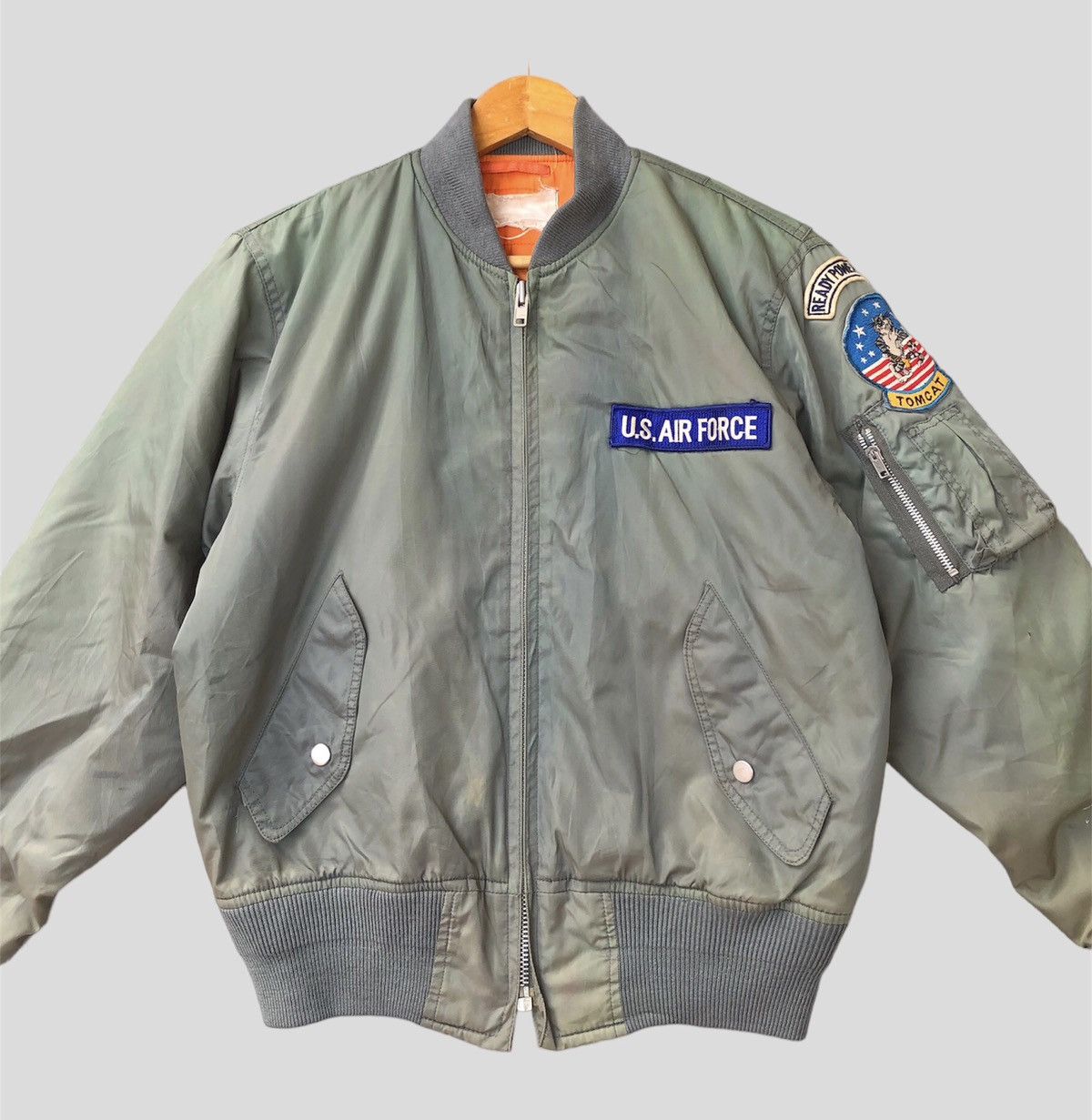Vintage Vintage U.S Air Force Tomcat Fighter Squadron Bomber Jacket Size US L / EU 52-54 / 3 - 3 Thumbnail