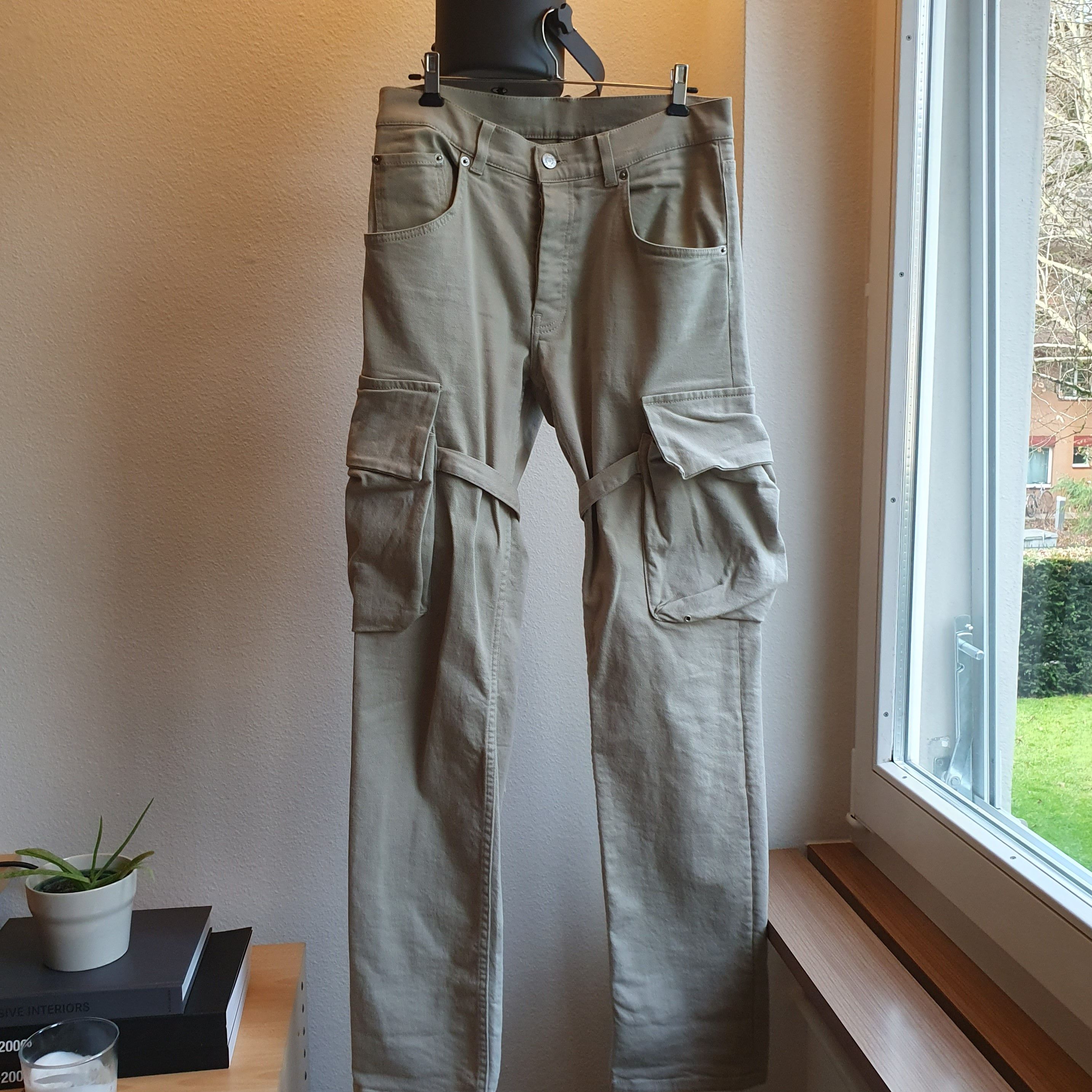 HELMUT LANG Personal period Jeans Line cotton Bondage Zip Design Pants khaki 40