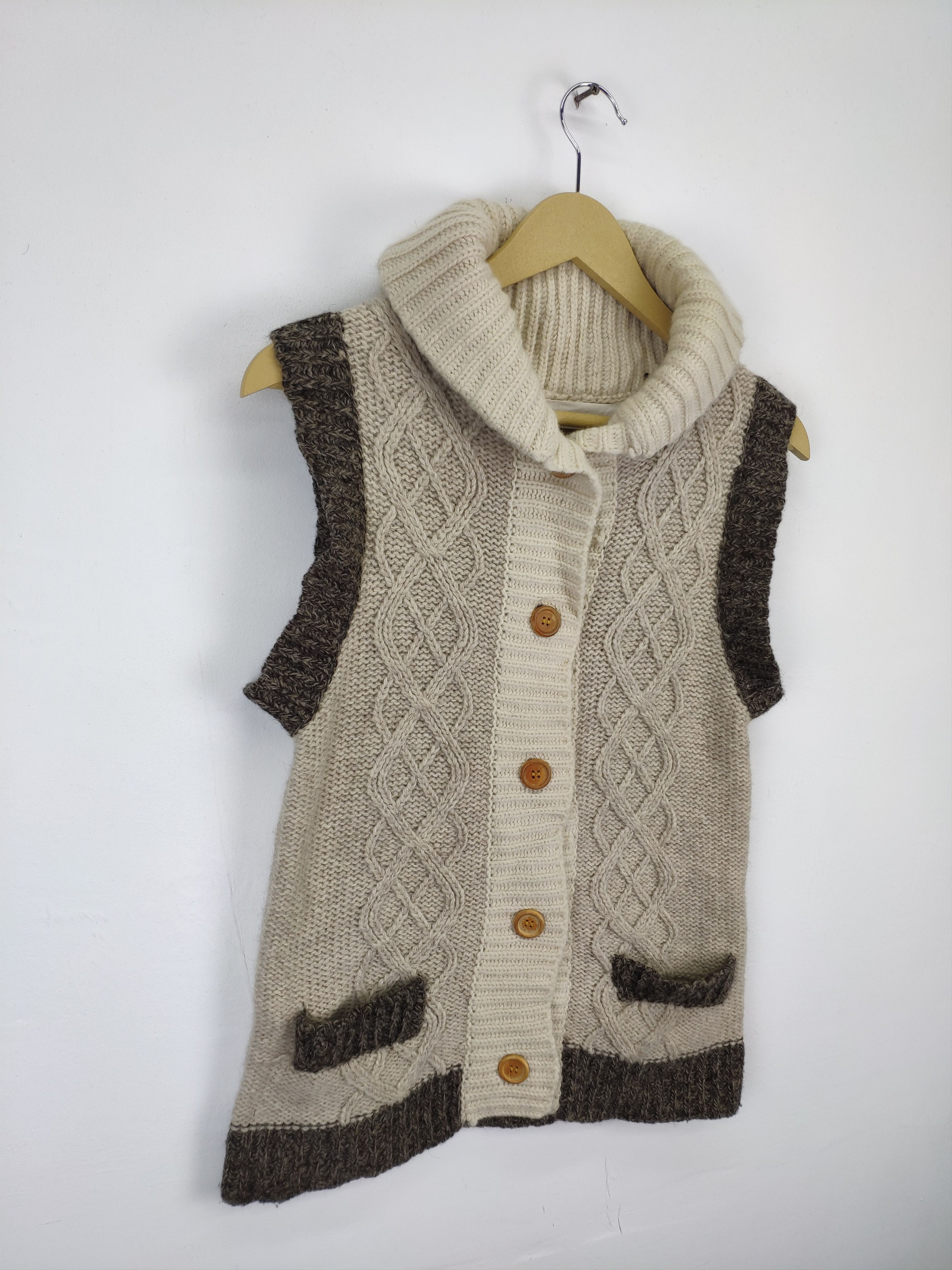 Aran Isles Knitwear × Japanese Brand Vintage Wool Knit Vest Sweater Shawl Collar Cardigan Size XS / US 0-2 / IT 36-38 - 6 Thumbnail