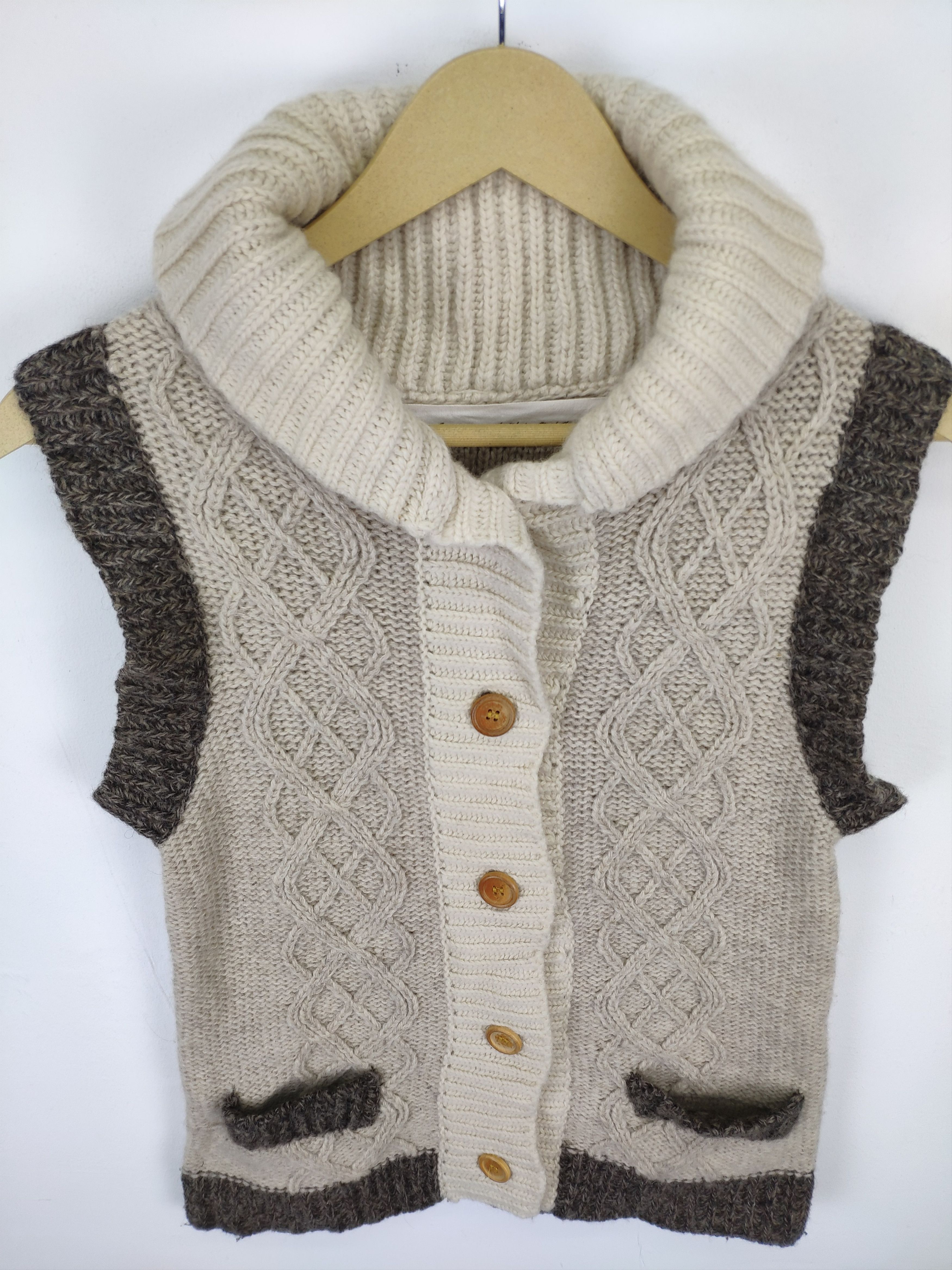 Aran Isles Knitwear × Japanese Brand Vintage Wool Knit Vest Sweater Shawl Collar Cardigan Size XS / US 0-2 / IT 36-38 - 7 Thumbnail