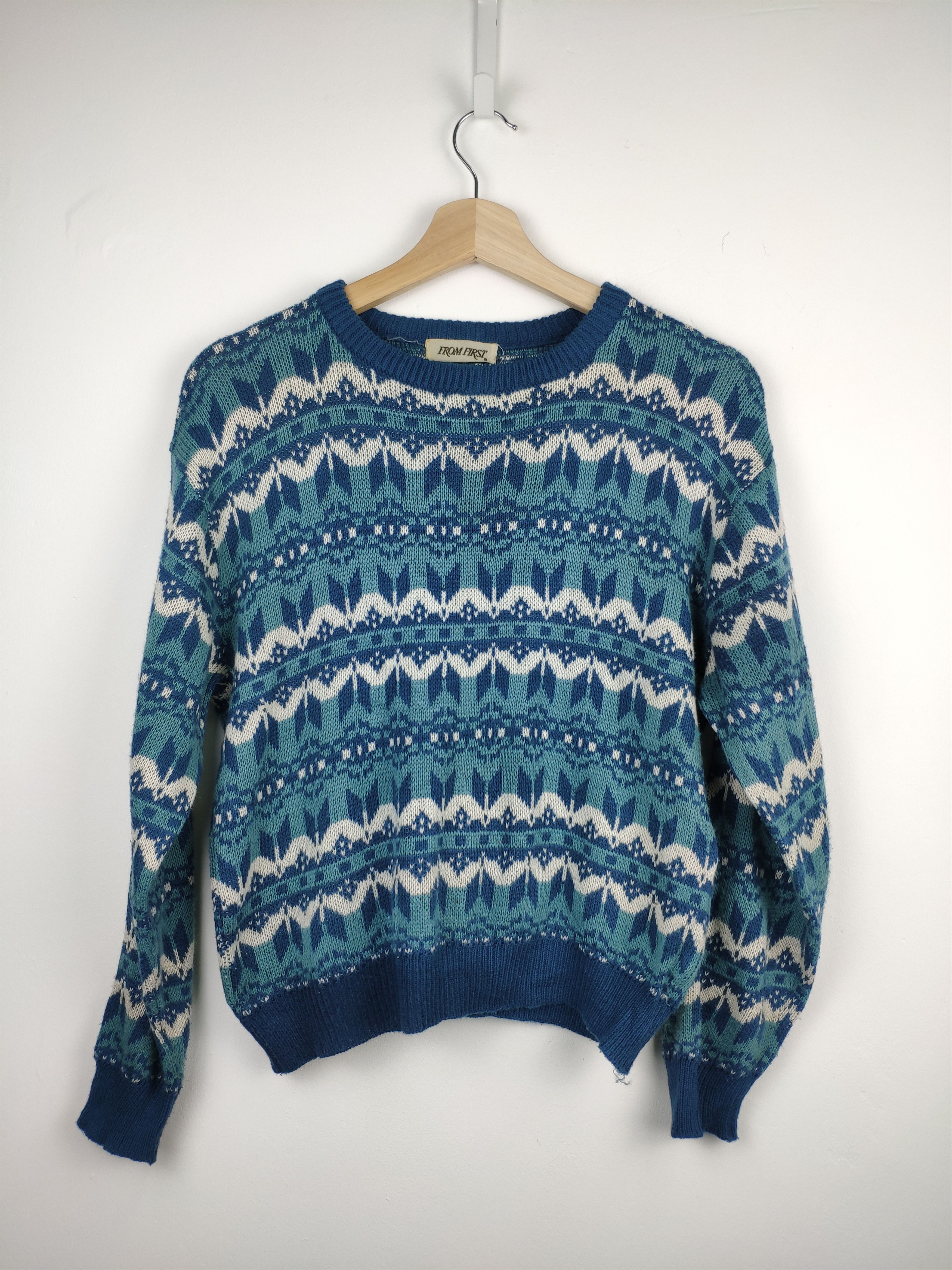 Aran Isles Knitwear × Japanese Brand × Vintage Steal 💥 Vintage Wool Knit Sweater Native Style Size US S / EU 44-46 / 1 - 1 Thumbnail