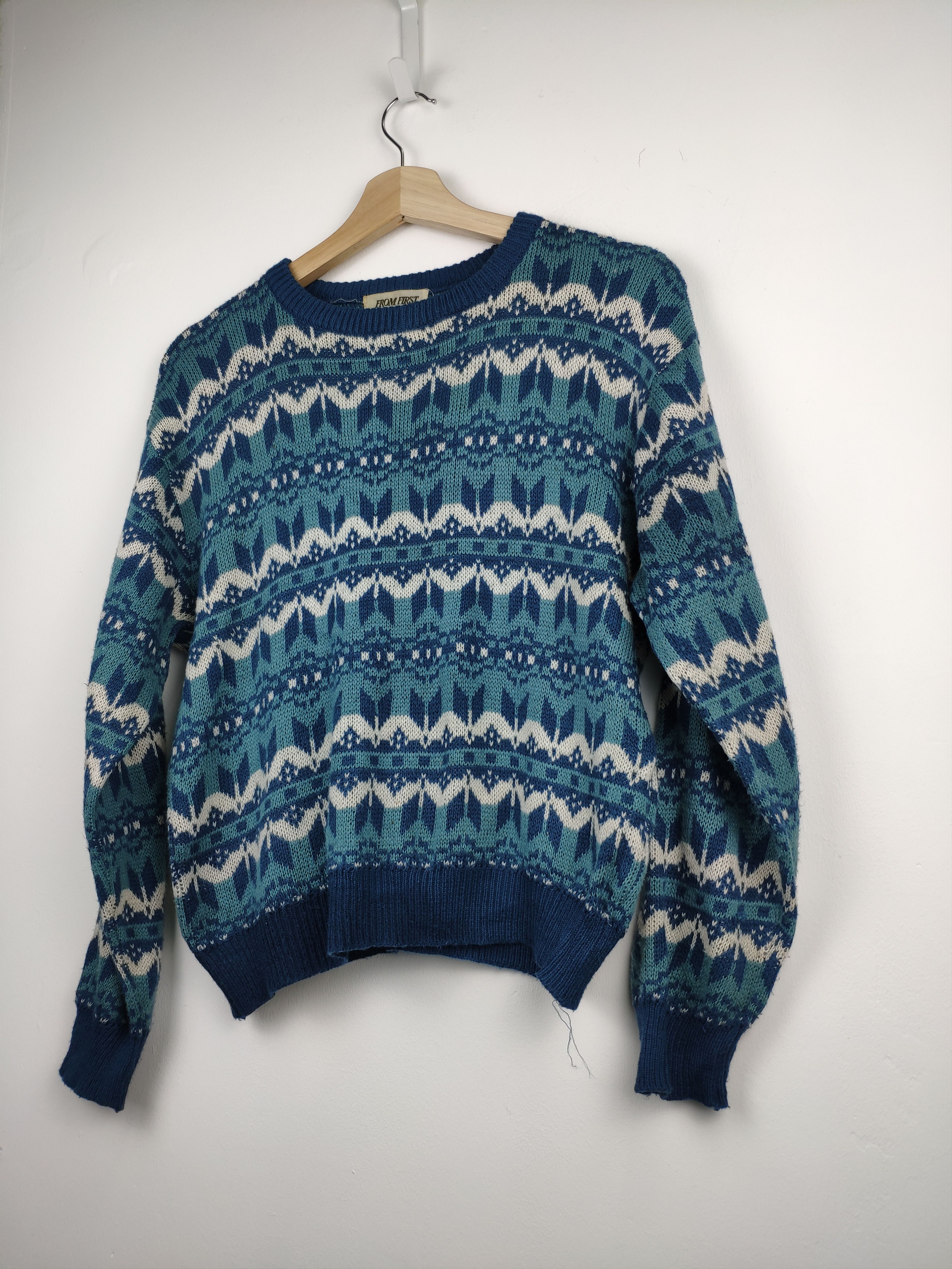 Aran Isles Knitwear × Japanese Brand × Vintage Steal 💥 Vintage Wool Knit Sweater Native Style Size US S / EU 44-46 / 1 - 2 Thumbnail