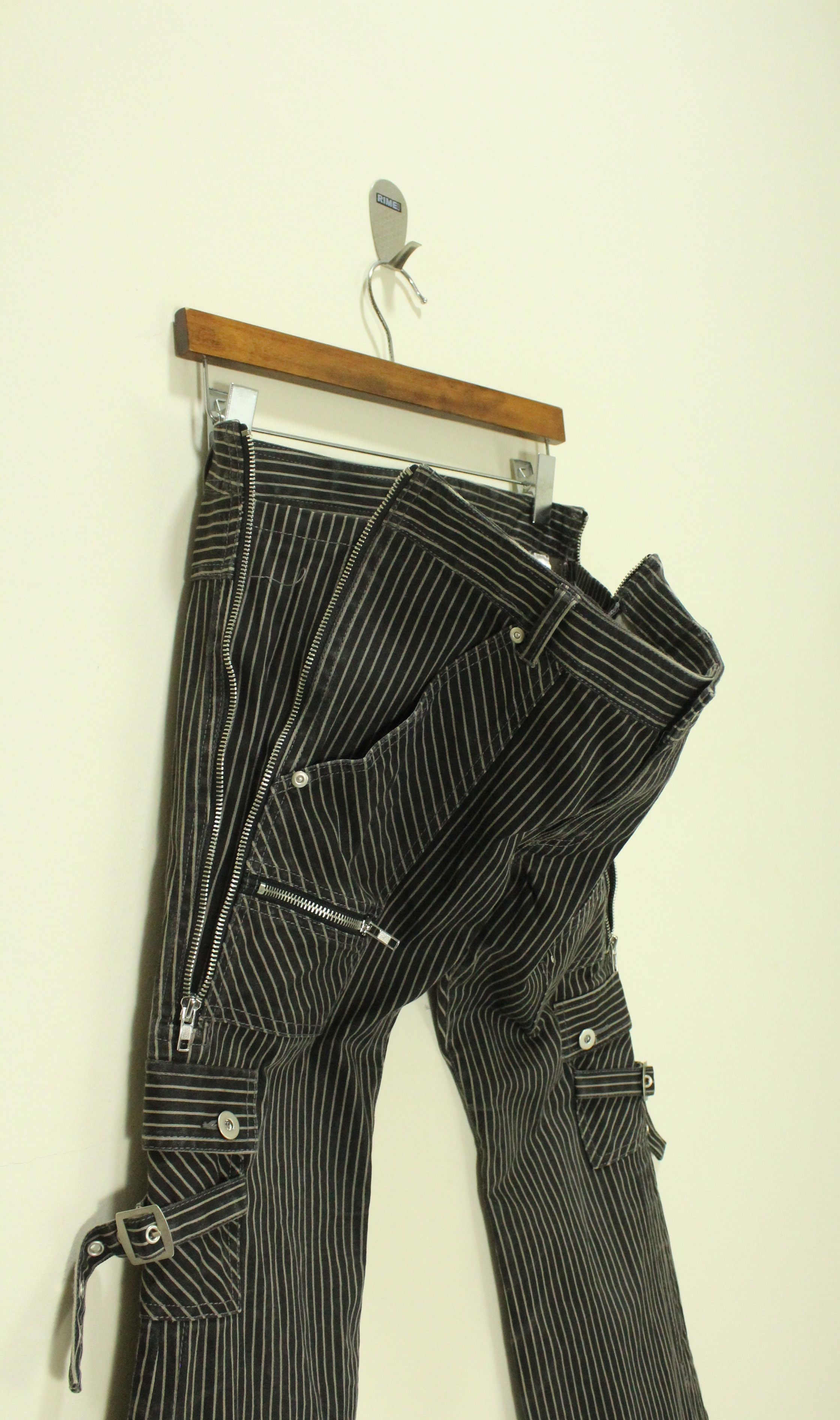 image of Seditionaries Flared Algonquins Pants Unisex Cargo Bondage Stretchy Stripe in Striped (Size 31)