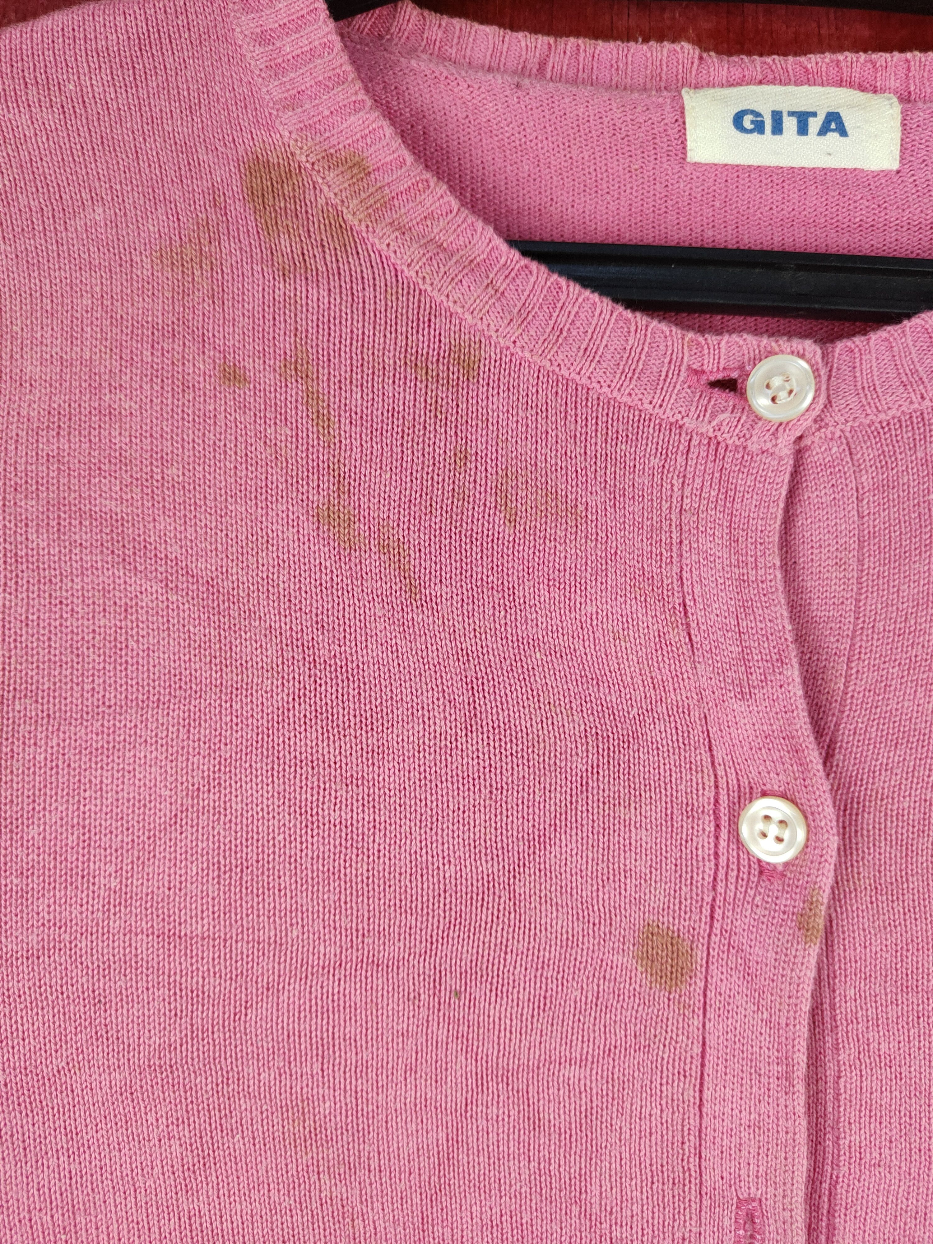 Japanese Brand × Vintage Gita Pink Cardigan thrashed vintage knitwear #S944 Size S / US 4 / IT 40 - 4 Thumbnail