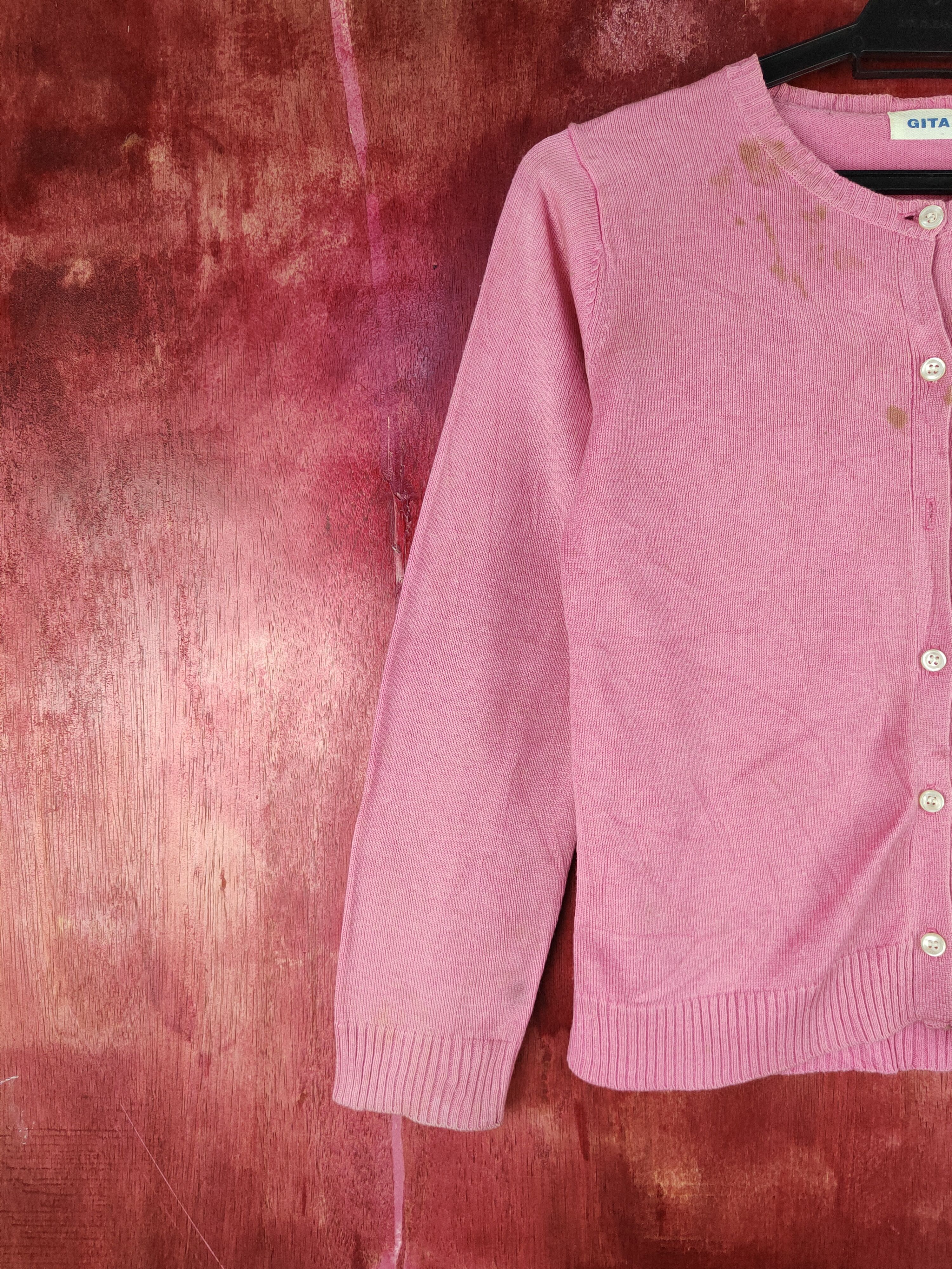 Japanese Brand × Vintage Gita Pink Cardigan thrashed vintage knitwear #S944 Size S / US 4 / IT 40 - 5 Thumbnail
