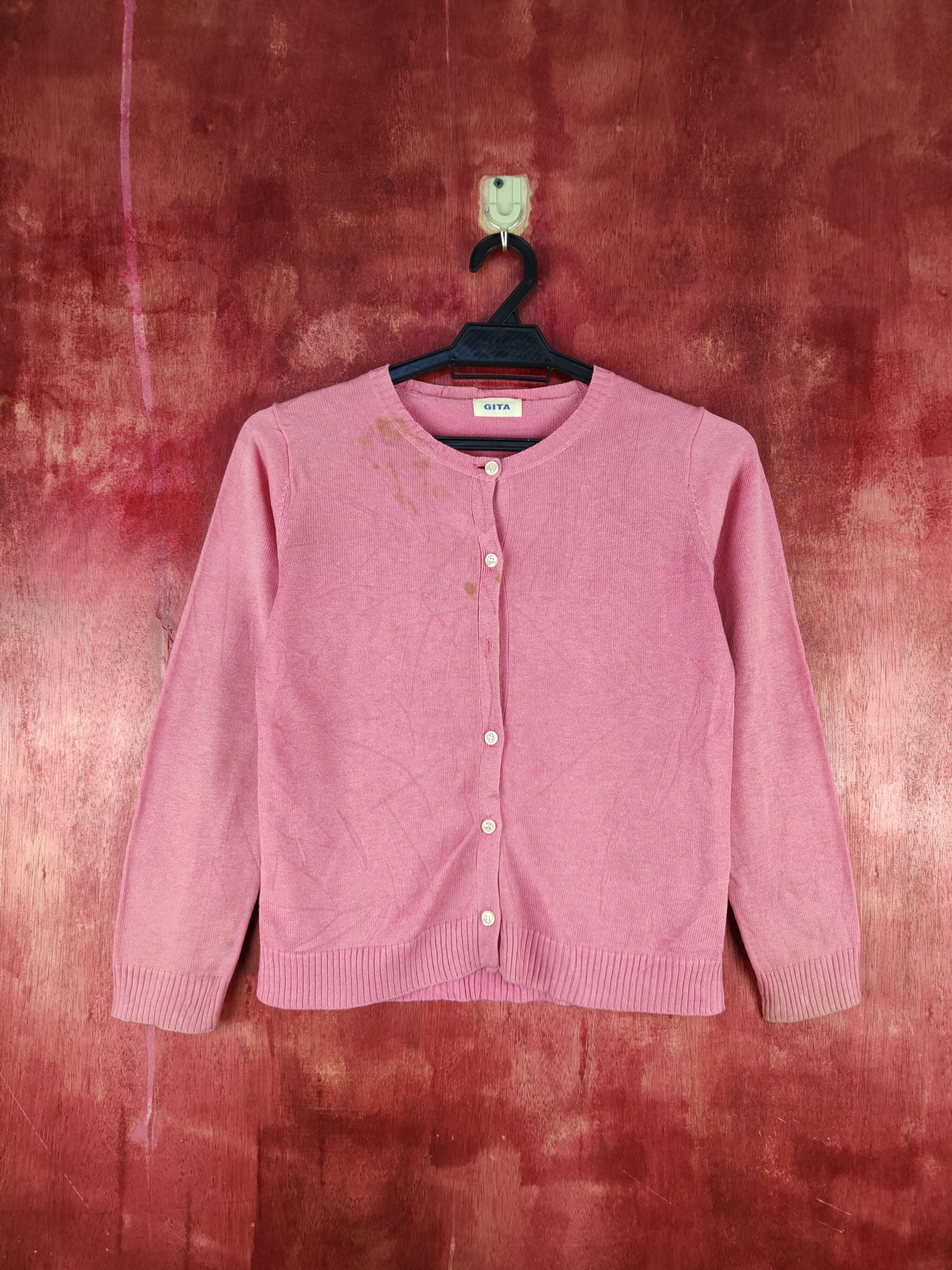 Japanese Brand × Vintage Gita Pink Cardigan thrashed vintage knitwear #S944 Size S / US 4 / IT 40 - 1 Thumbnail