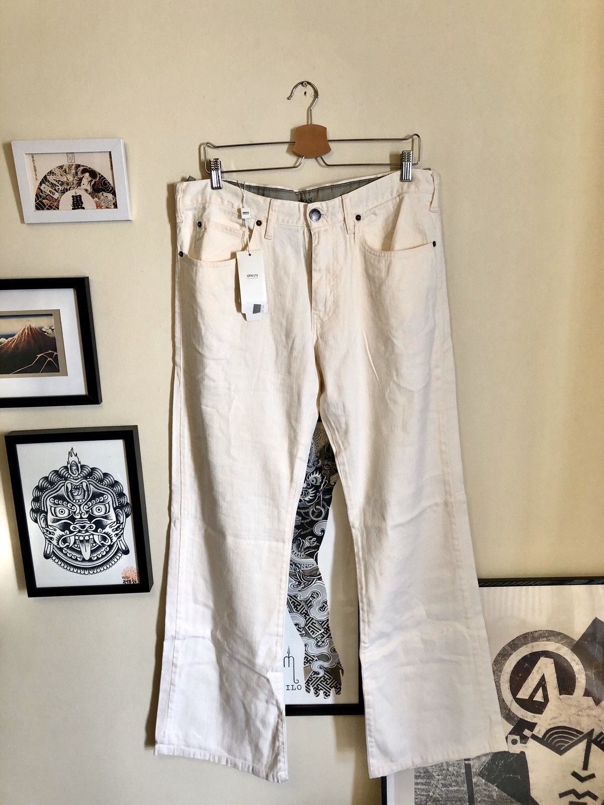 Armani Armani collezioni Eagle Logo Boot leg white denim jeans Size US 36 / EU 52 - 3 Thumbnail