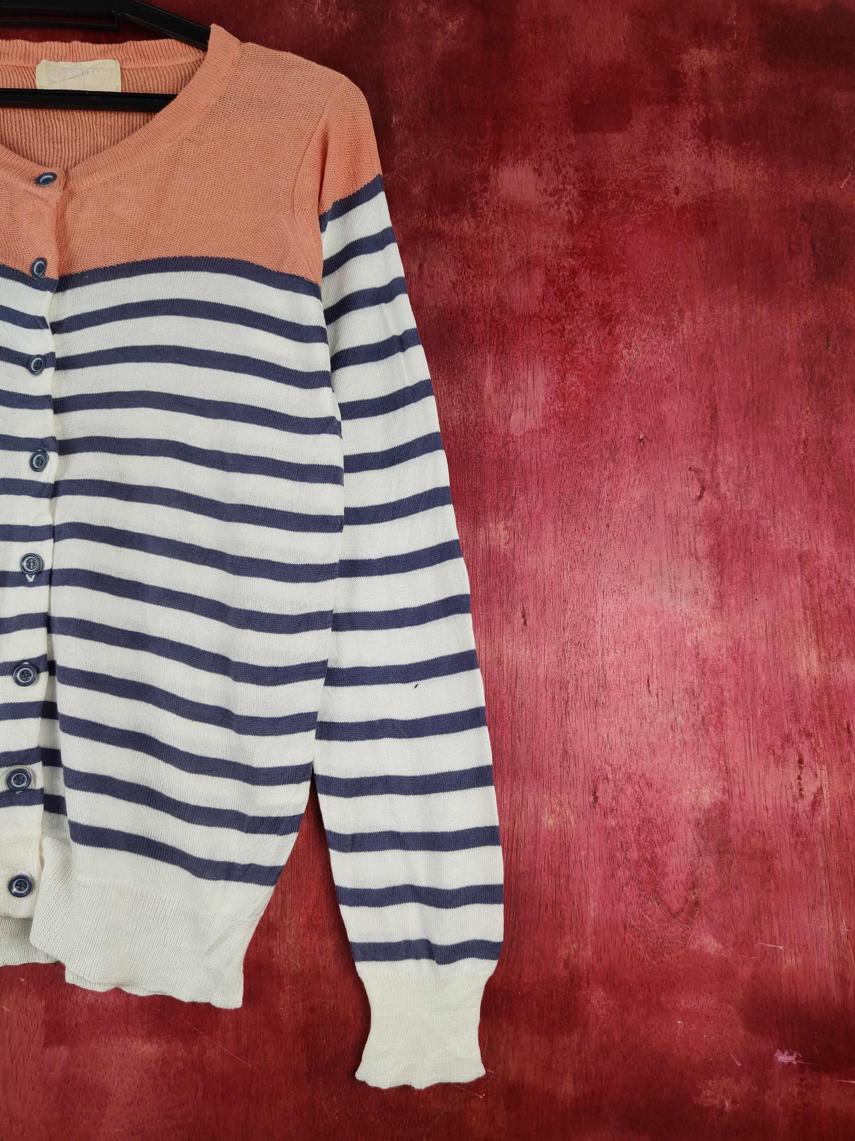 Homespun Knitwear × Japanese Brand Cepo Orange/Gray Stripe Cardigan knitwear vintage #S935 Size M / US 6-8 / IT 42-44 - 5 Thumbnail