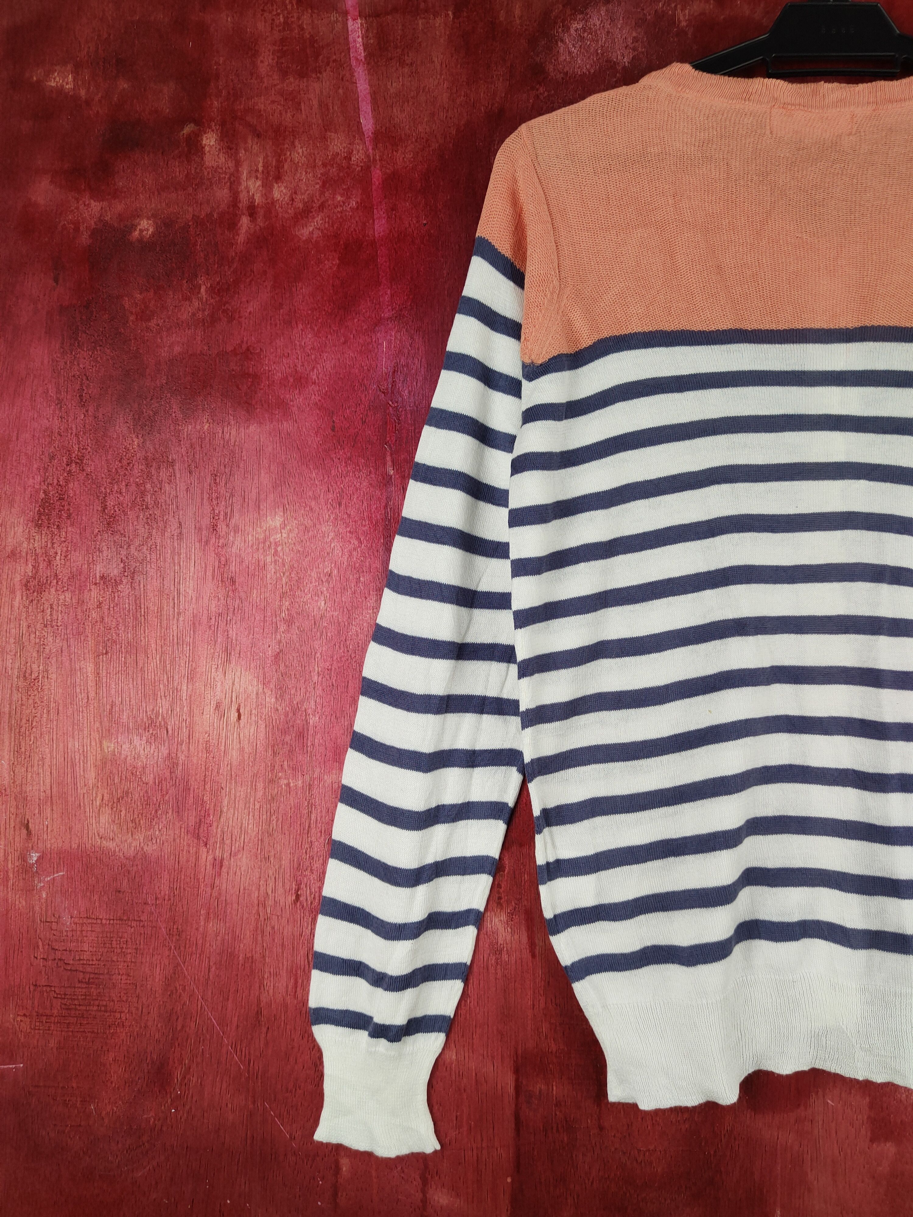 Homespun Knitwear × Japanese Brand Cepo Orange/Gray Stripe Cardigan knitwear vintage #S935 Size M / US 6-8 / IT 42-44 - 8 Thumbnail
