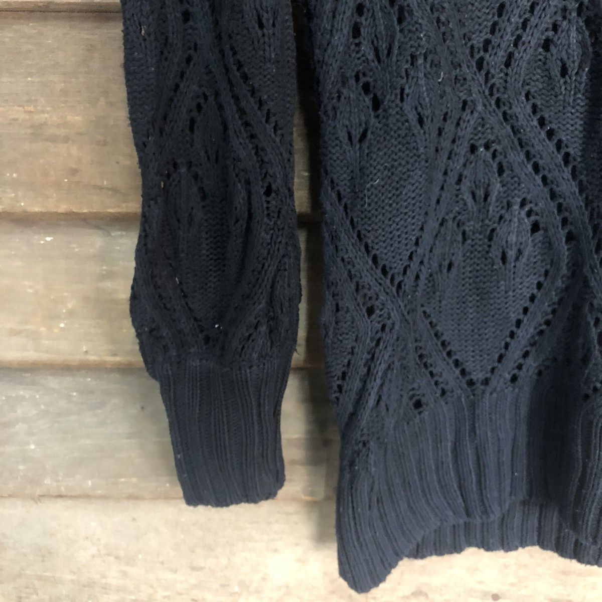 Japanese Brand Japan Mesh Net Crochet Black Cardigan Knitwear #7185 Size M / US 6-8 / IT 42-44 - 7 Thumbnail