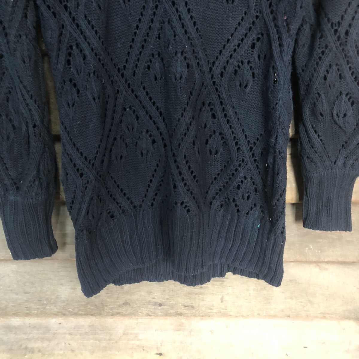 Japanese Brand Japan Mesh Net Crochet Black Cardigan Knitwear #7185 Size M / US 6-8 / IT 42-44 - 6 Thumbnail