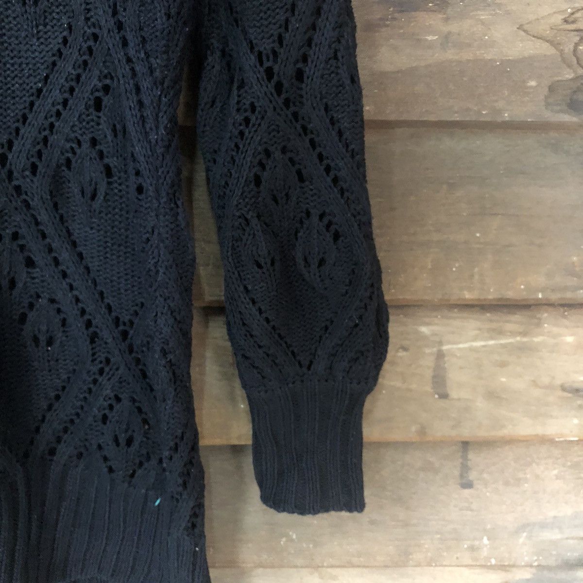 Japanese Brand Japan Mesh Net Crochet Black Cardigan Knitwear #7185 Size M / US 6-8 / IT 42-44 - 8 Thumbnail